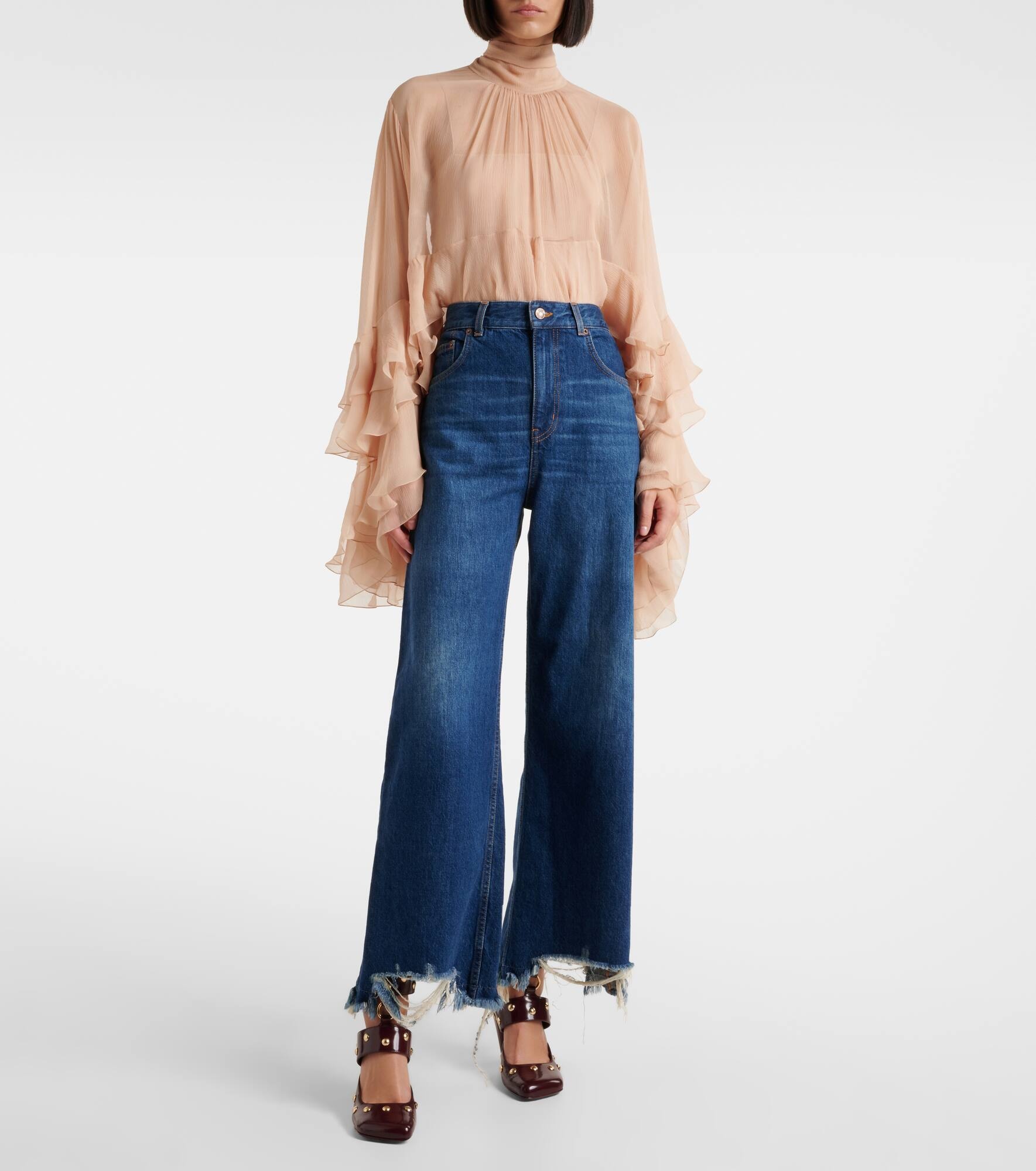 Mid-rise wide-leg jeans - 7