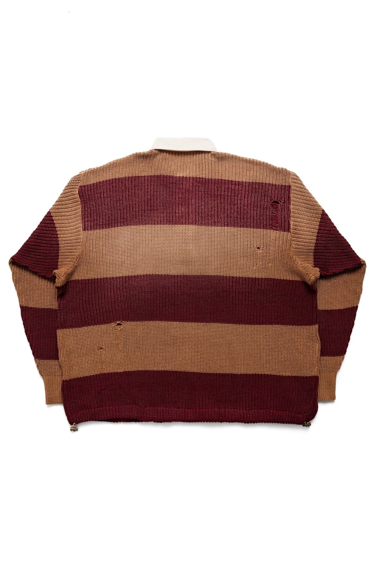 Cardigan Double Jacquard Chevron Pattern - Brown - 6