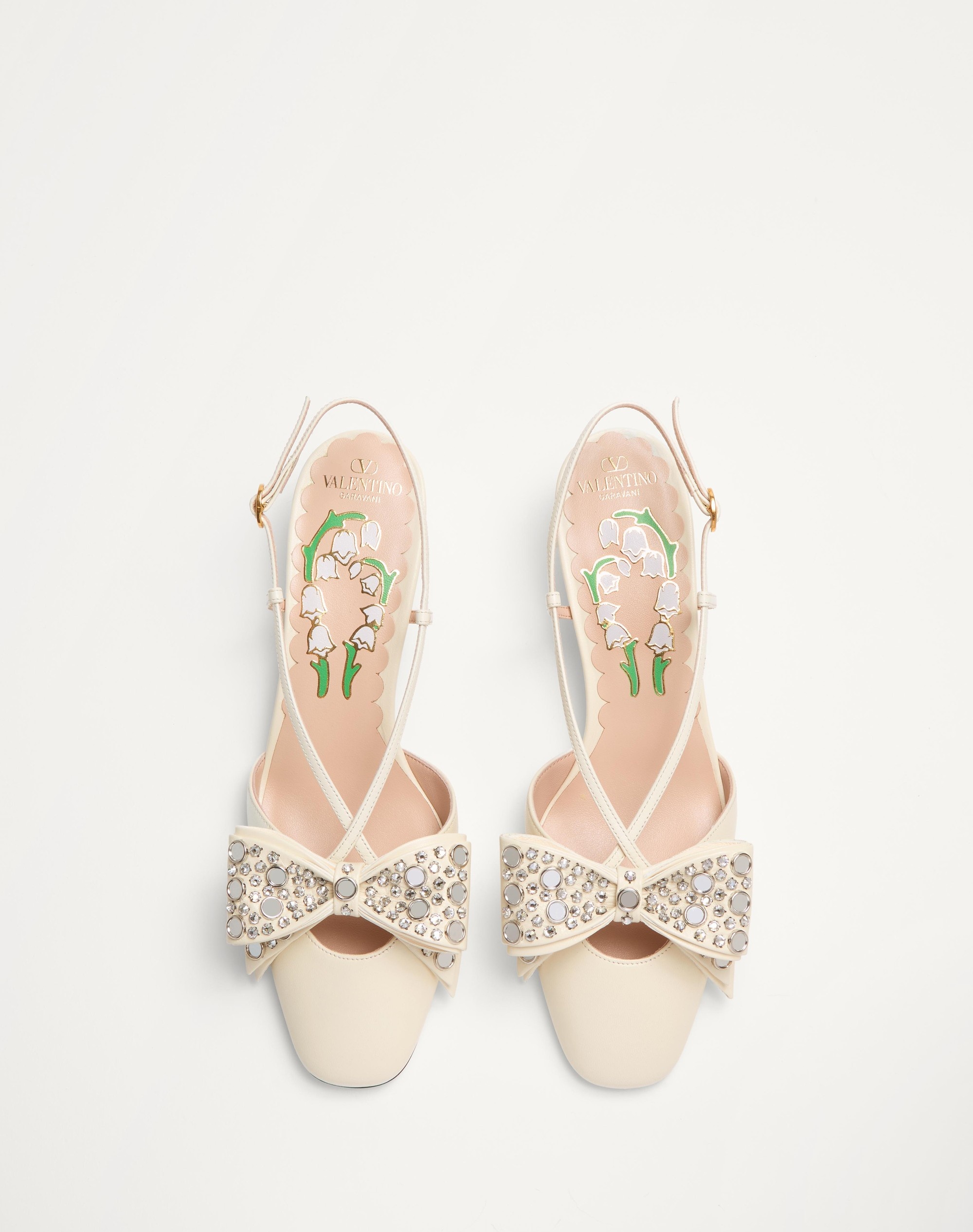 BOWOW SLINGBACK PUMPS IN KIDSKIN WITH MIRRORS AND CRYSTALS 45MM - 5
