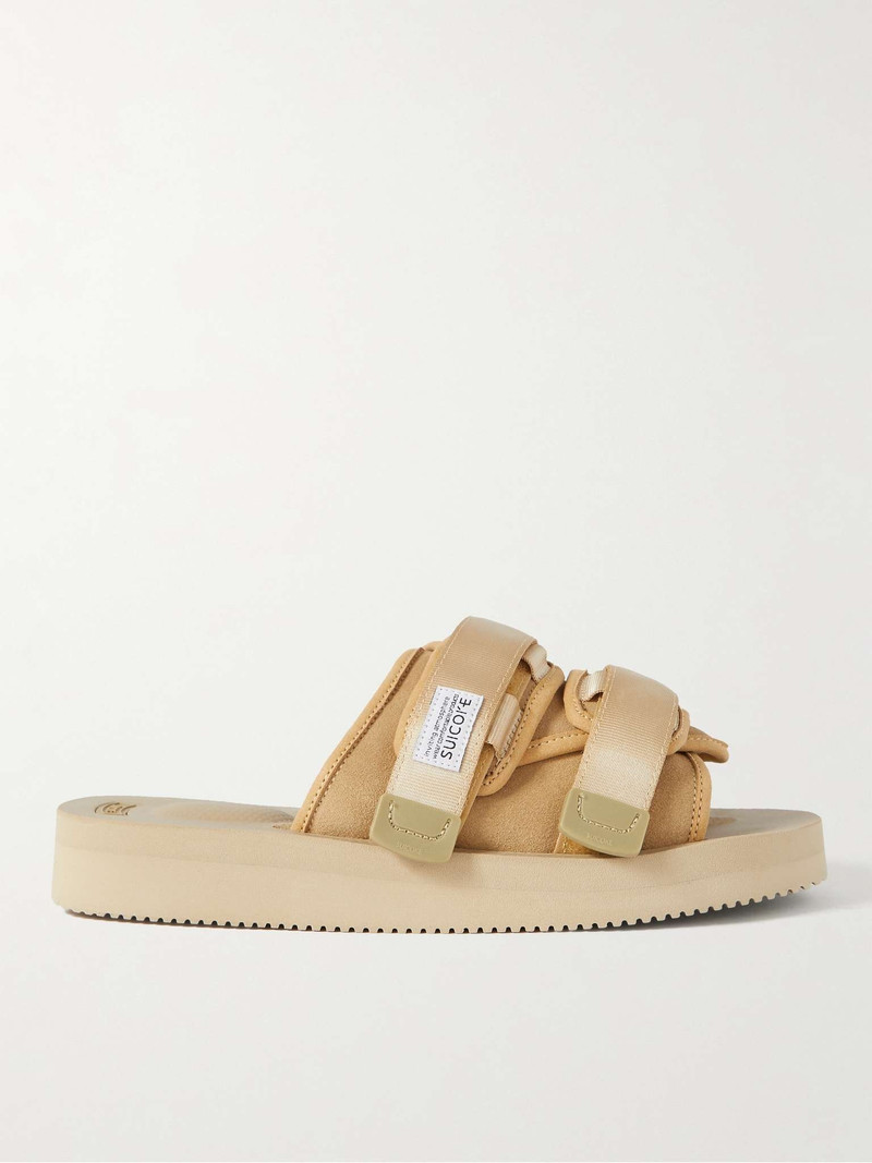 Webbing-Trimmed Suede Sandals 1