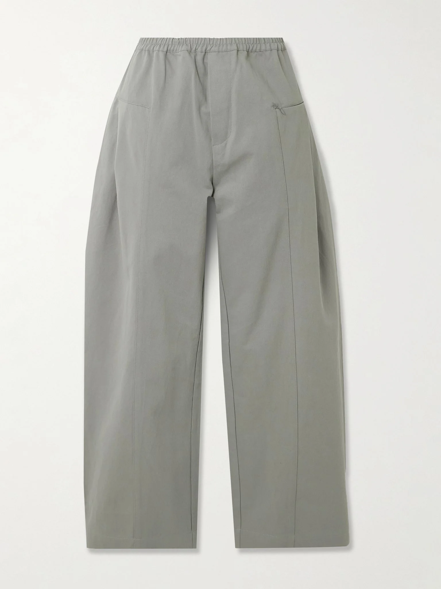 Pleat organic cotton-twill barrel-leg pants Gray - 1