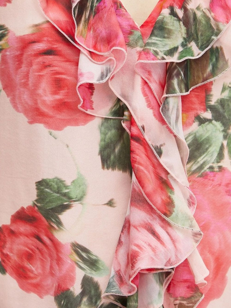 rose-print ruffled blouse 4