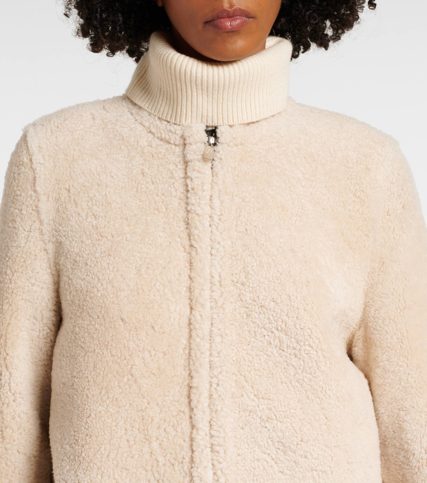 Zipped teddy shearling coat - 4