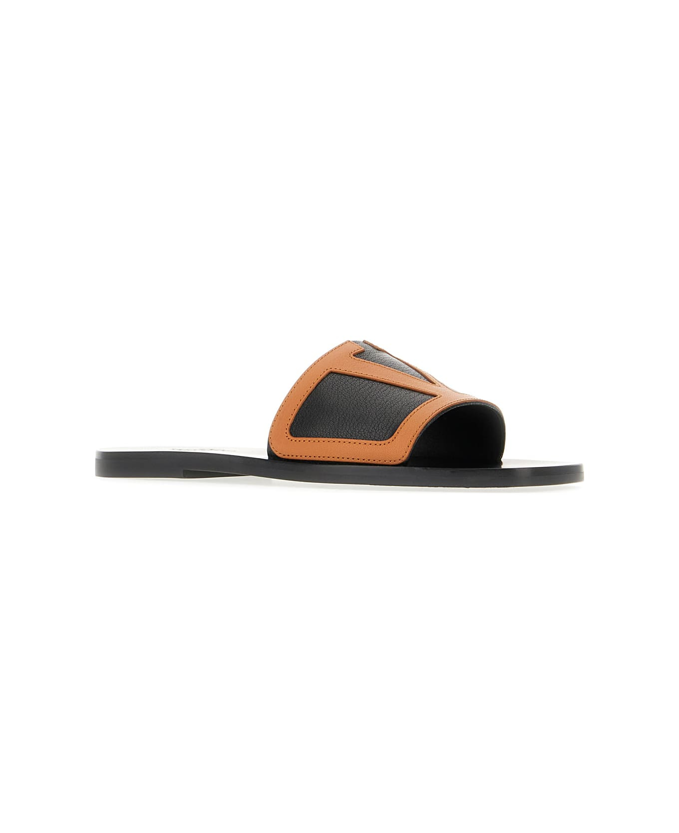 V LOGO LEATHER SLIDES - 3