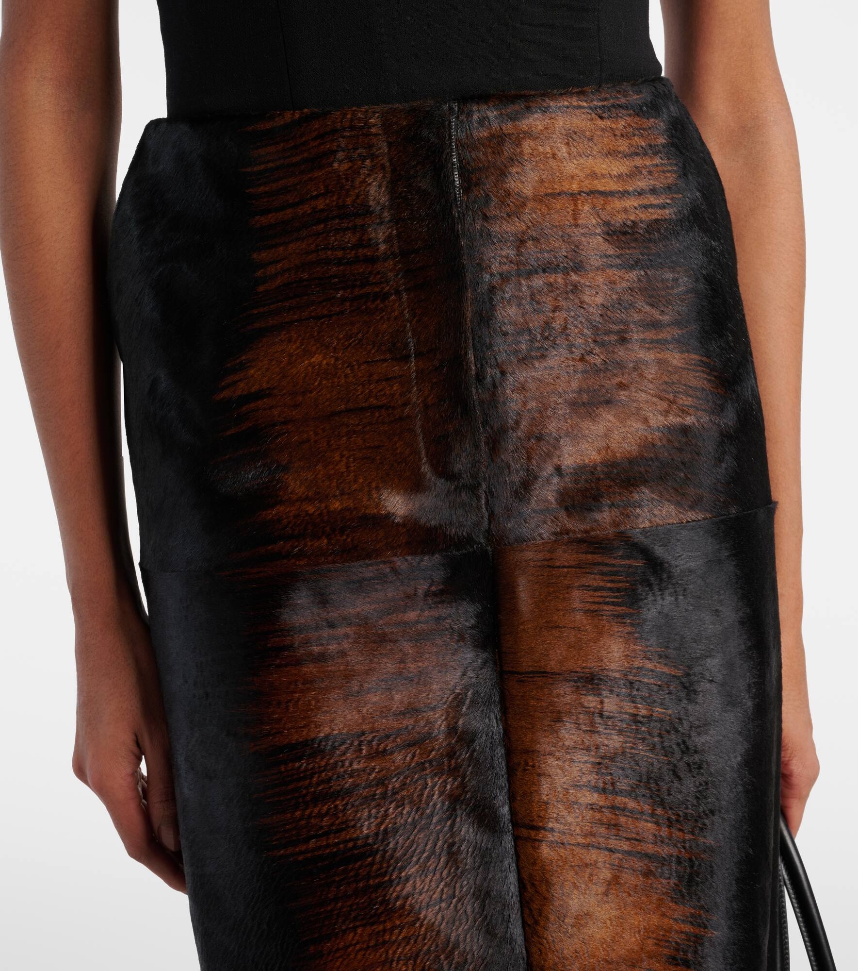 Printed calf hair pencil skirt - 4