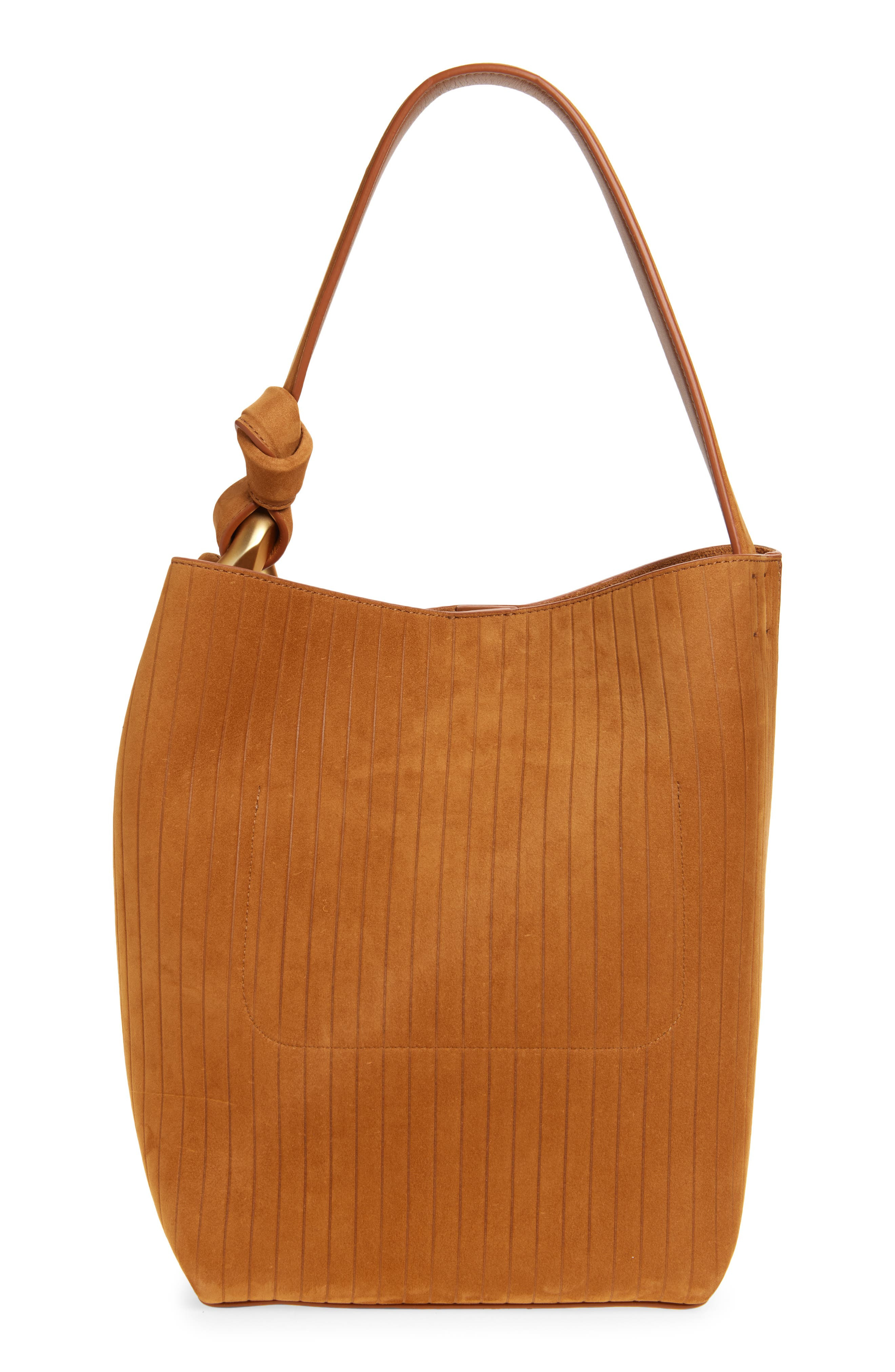 JW Anderson Corner Stripe Deerskin Tote in Caramel 604 at Nordstrom - 3