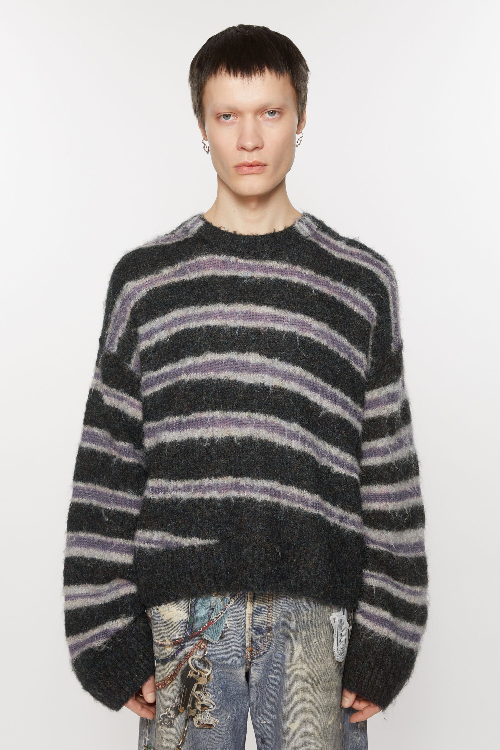 Mohair blend jumper - Dark grey melange/multi - 2