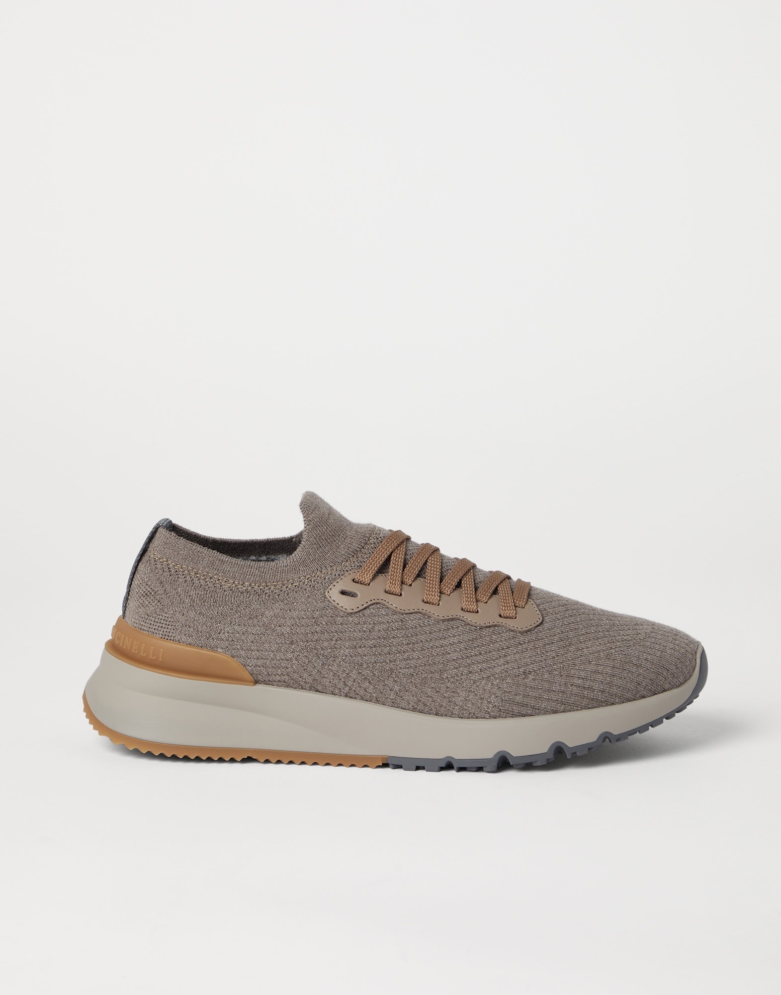 Wool knit and semi-polished calfskin runners with warm inner lining - 5