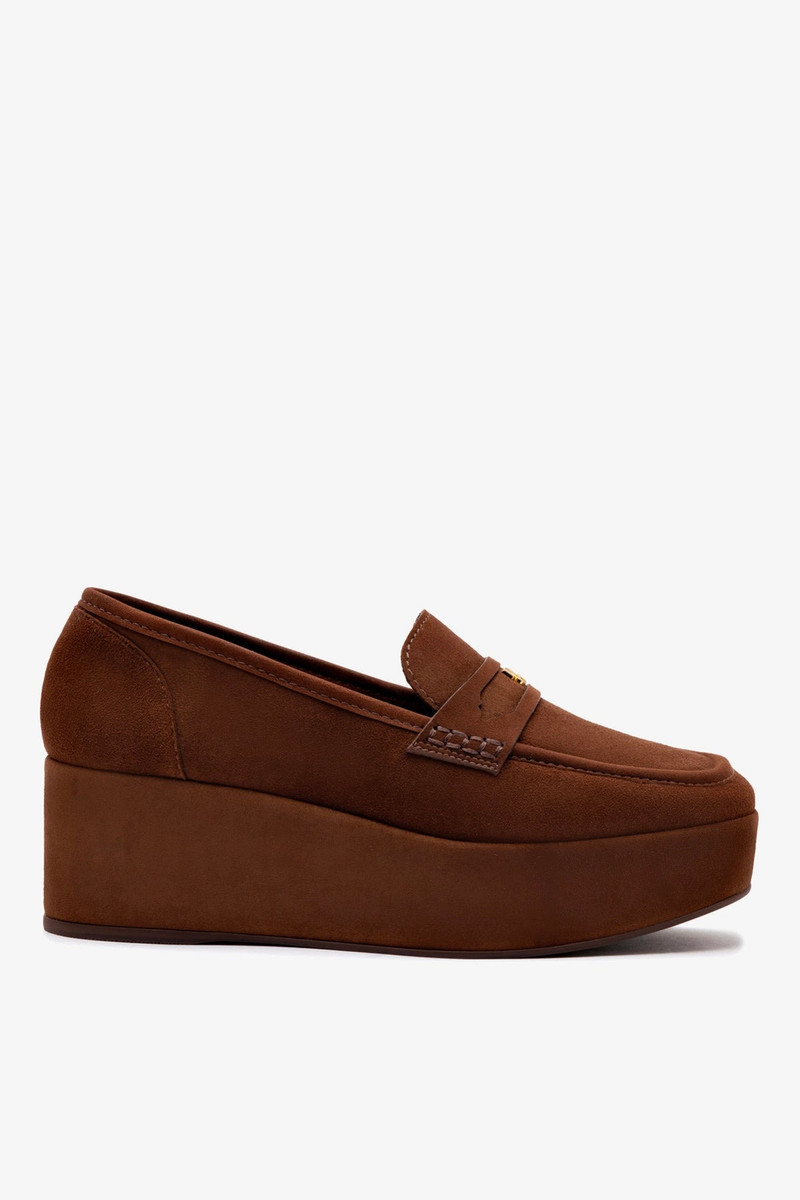 Suki Flatform Loafer In Burnt Umber Suede 1