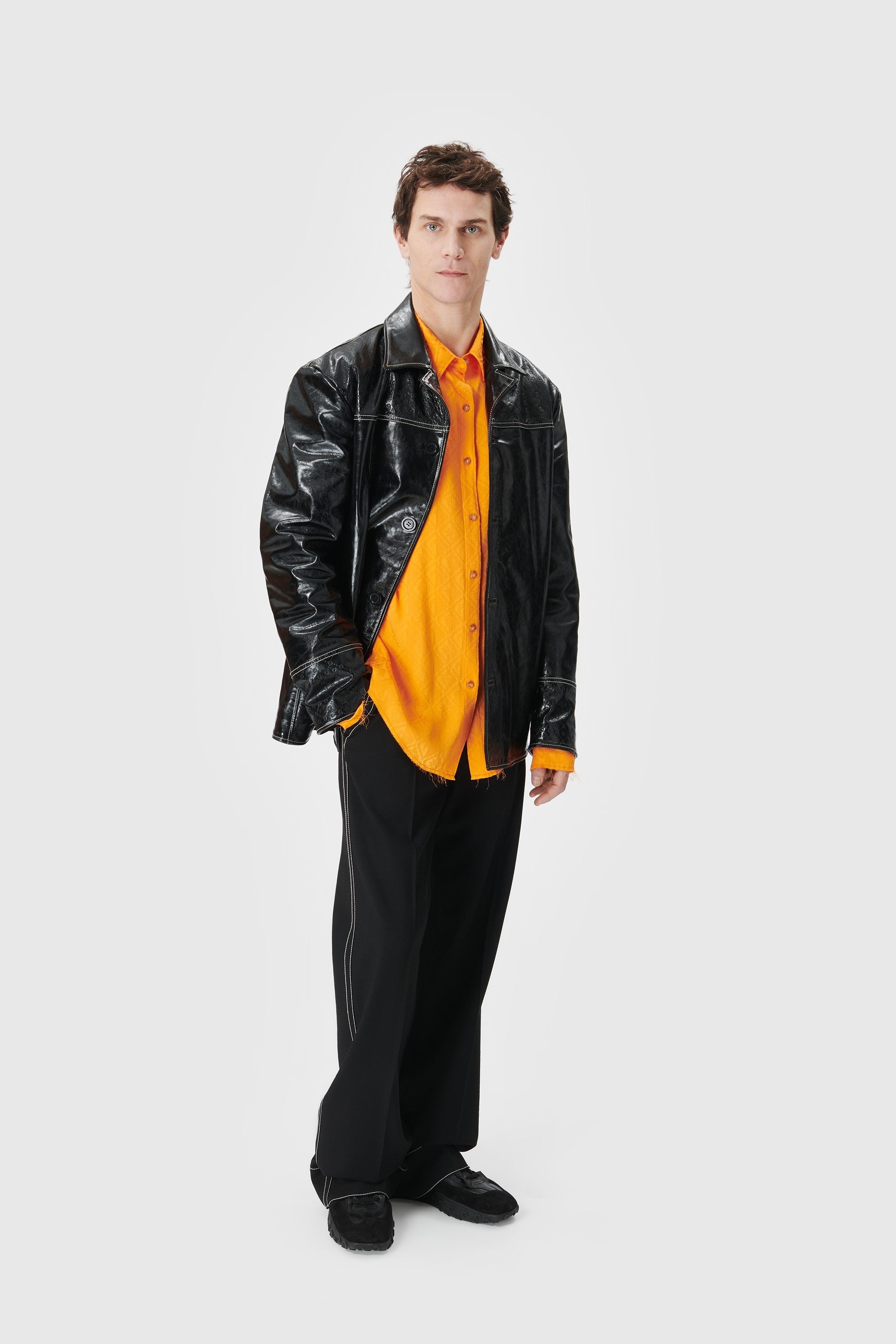 Embossed Leather Overshirt - 2