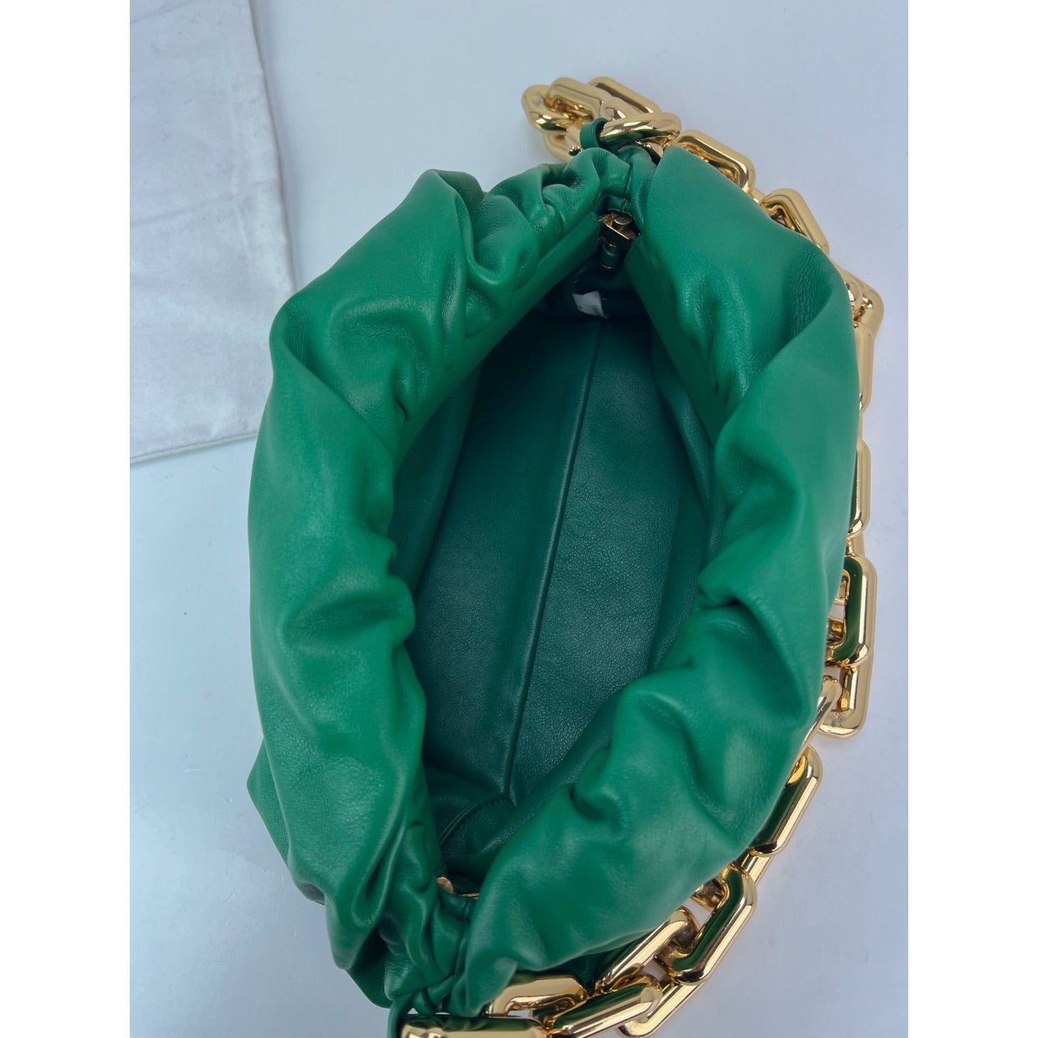 Bottega Veneta Green Chain Leather Pouch Bag  Clutch - 6