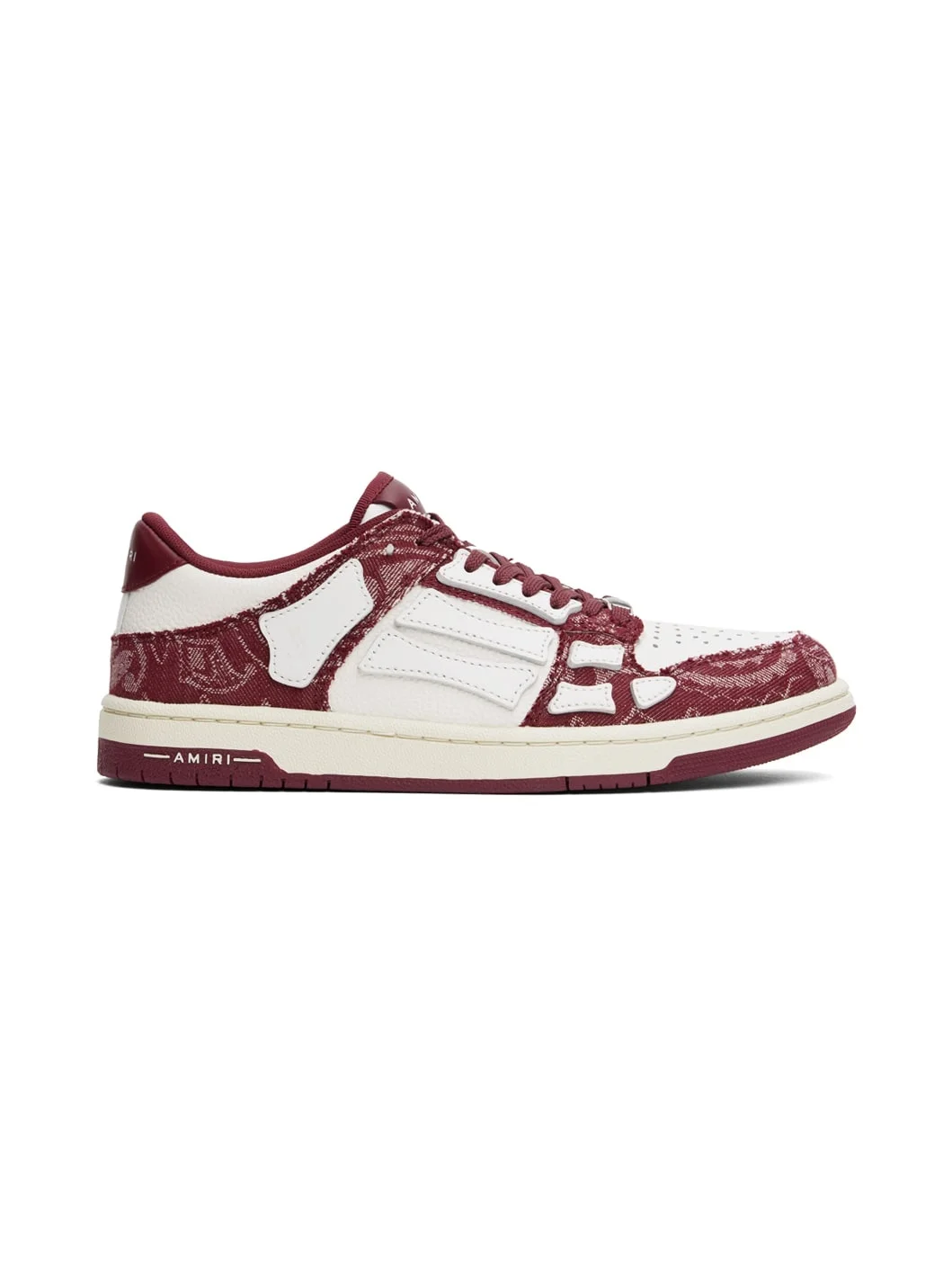 Burgundy & White Bandana Denim Skel Top Low Sneakers - 1