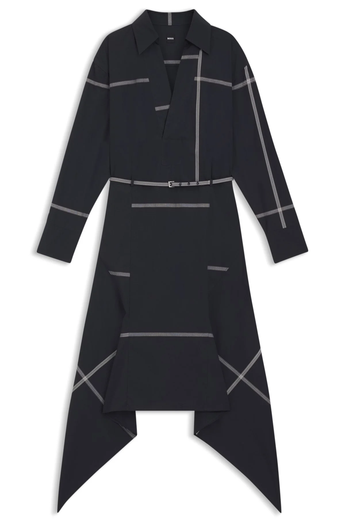 CHECKED SHIRT DRESS IN COTTON CANVAS - 1