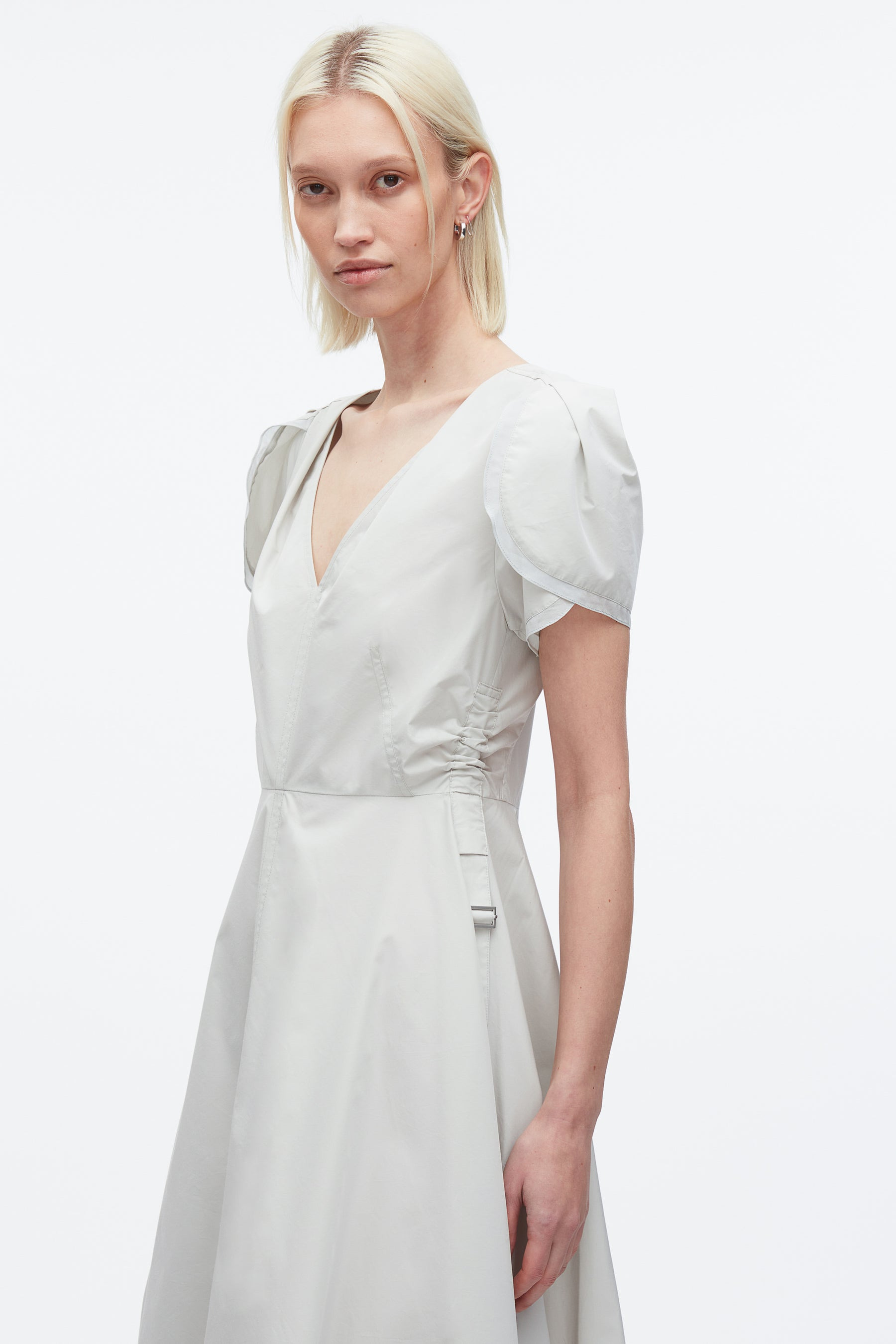 Tulip Sleeve V-Neck Dress - 5