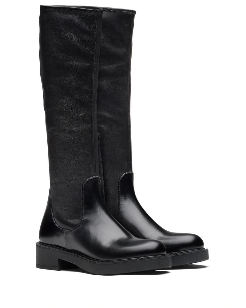Brushed leather and stretch nappa leather boots 1