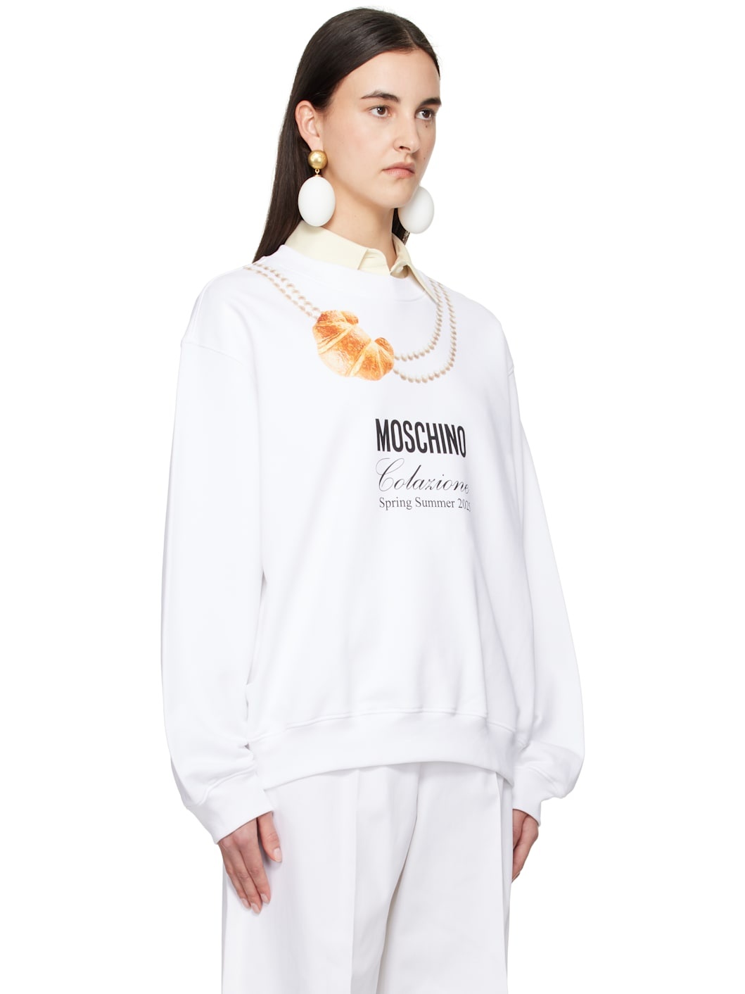White 'Moschino' Breakfast Sweatshirt - 2