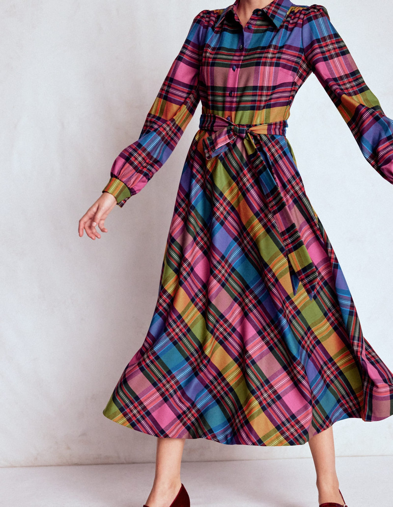 Vivienne Check Midi Dress-Multi, Blanket Check 6