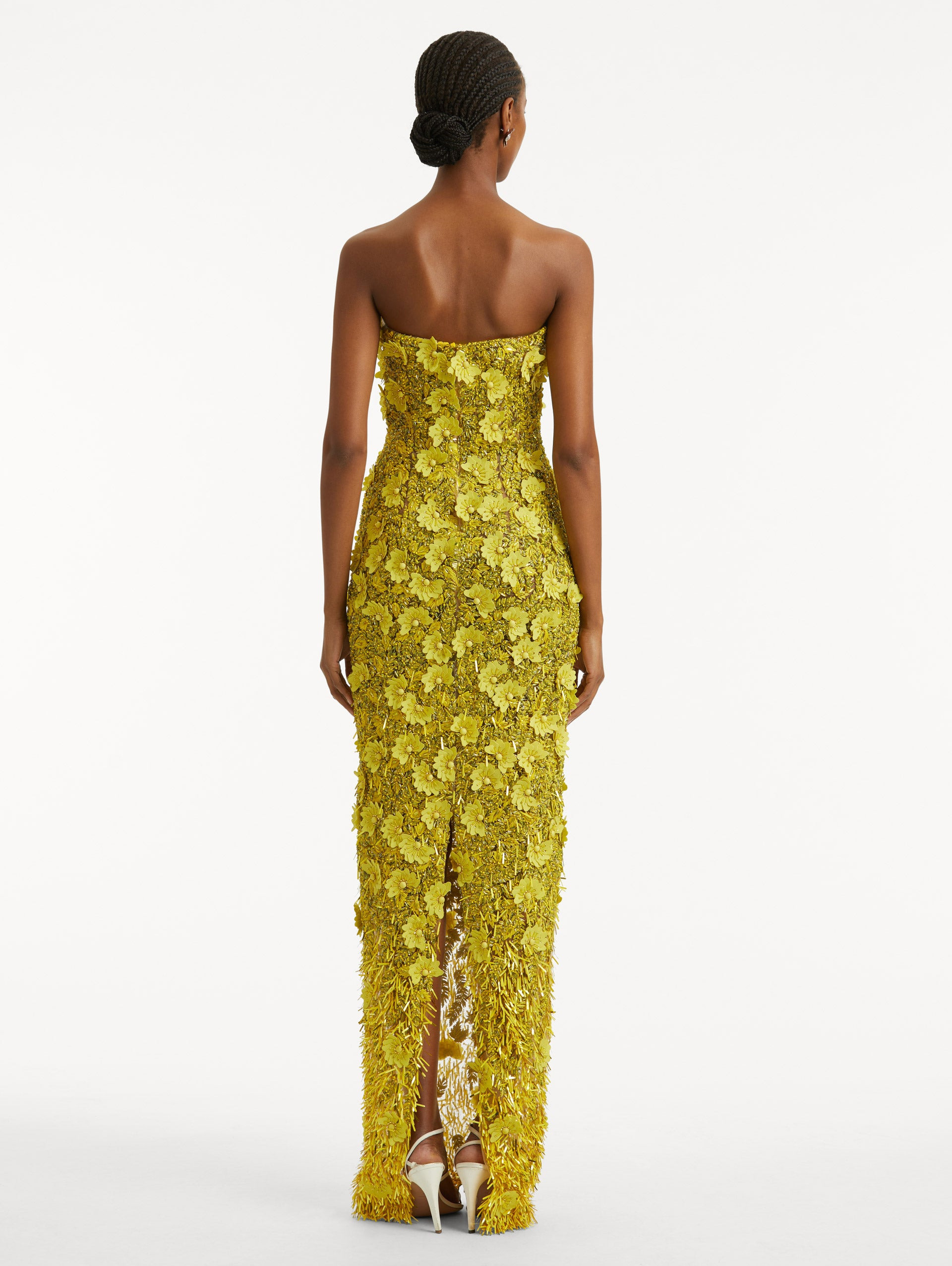 PEONY SEQUIN AND RAFFIA EMBROIDERED GOWN - 3