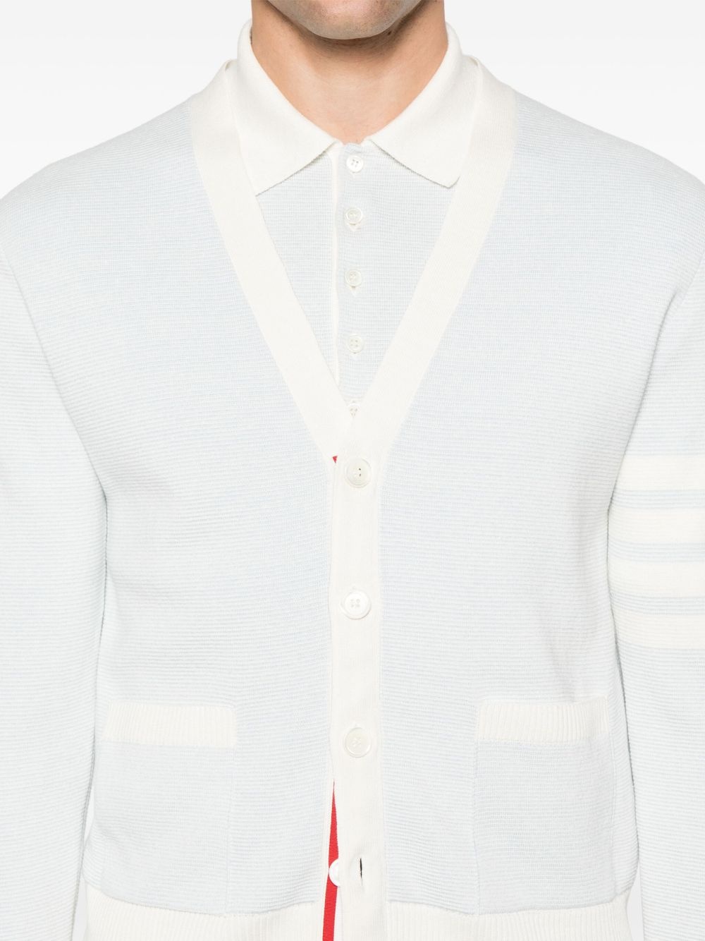 4-Bar stripe V-neck cardigan - 5