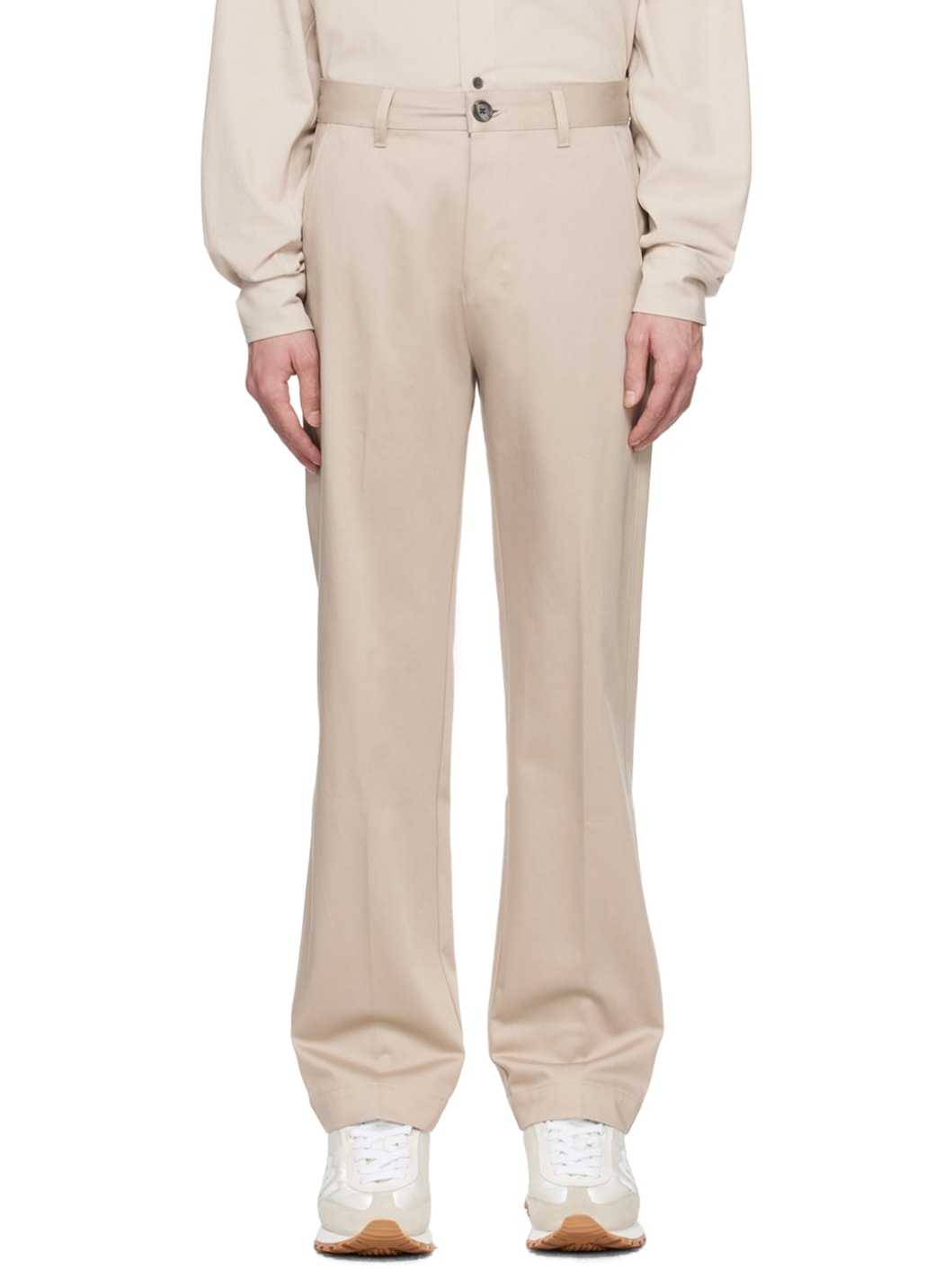 Beige Button-Fly Trousers - 1