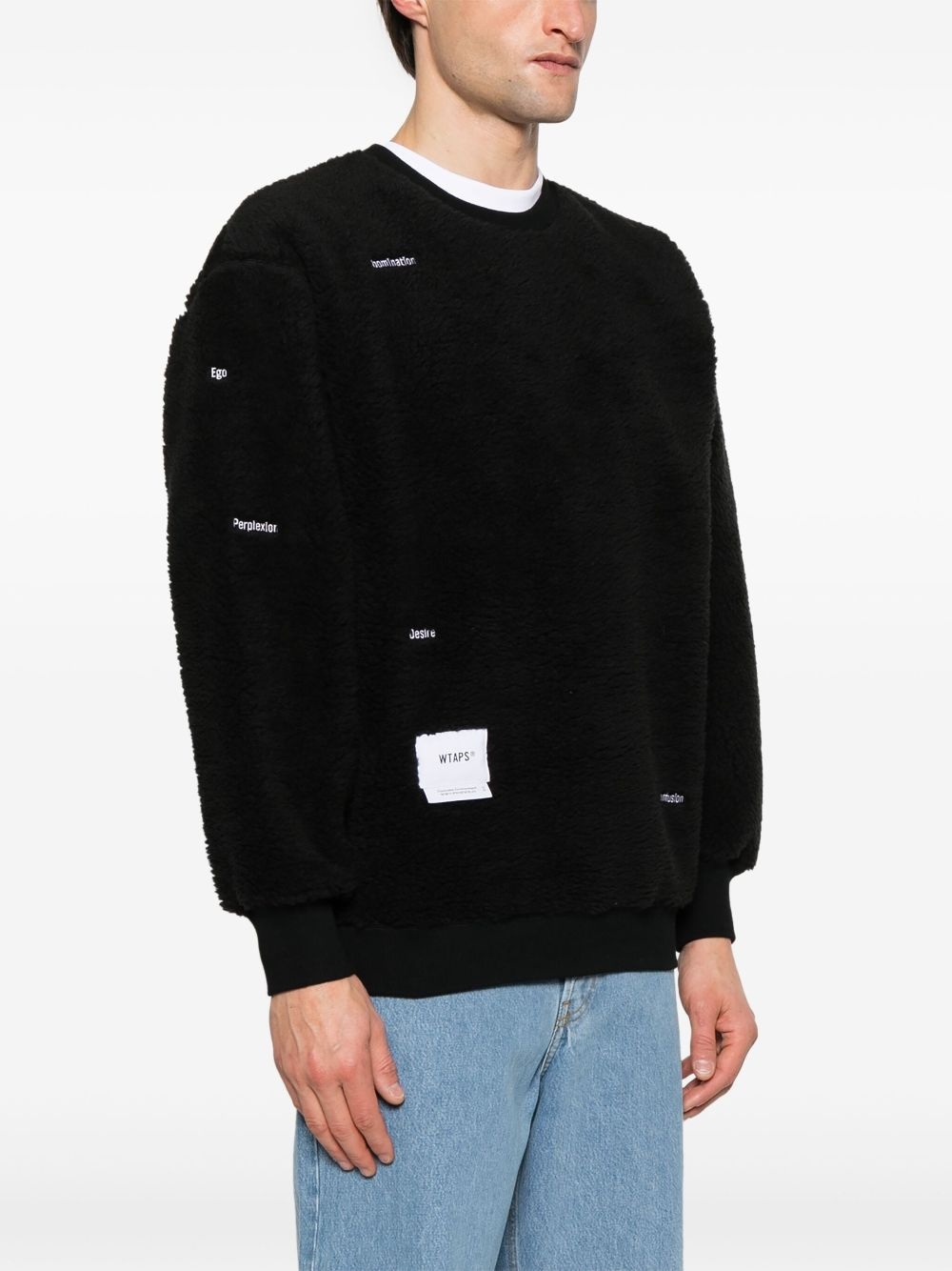 logo-patch fleece sweatshirt - 3