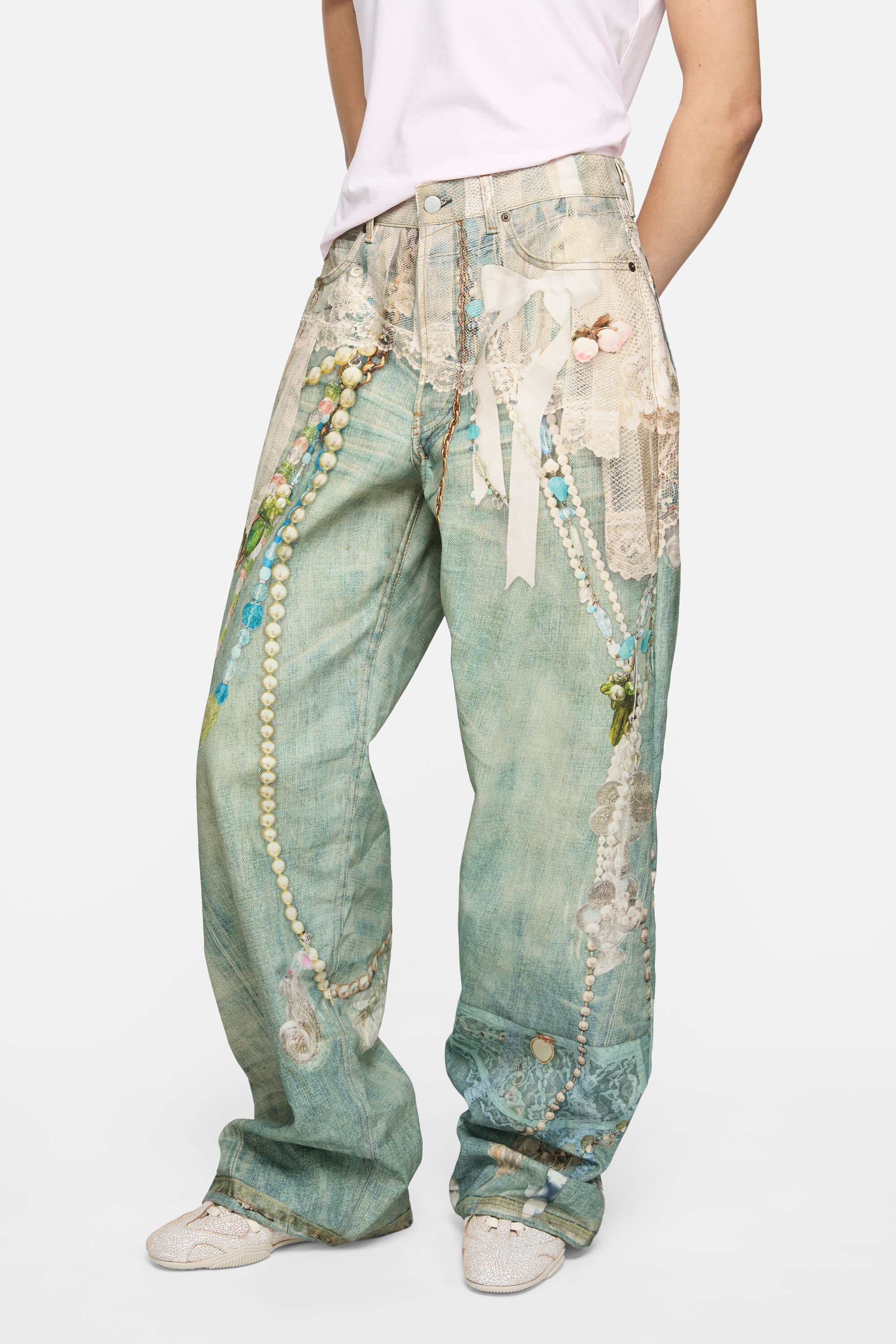 Loose fit jeans - 1981 - White/green - 4
