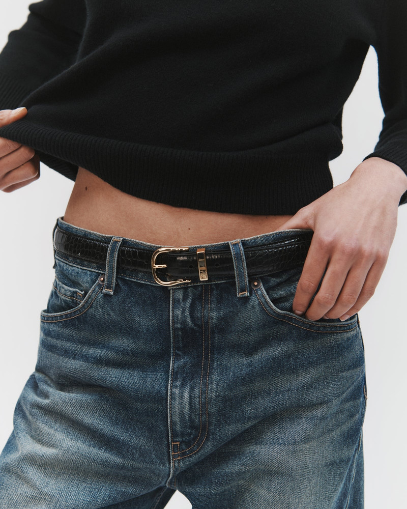 NILI LOTAN LOUISE BELT - CROC EMBOSSED CALFSKIN outlook
