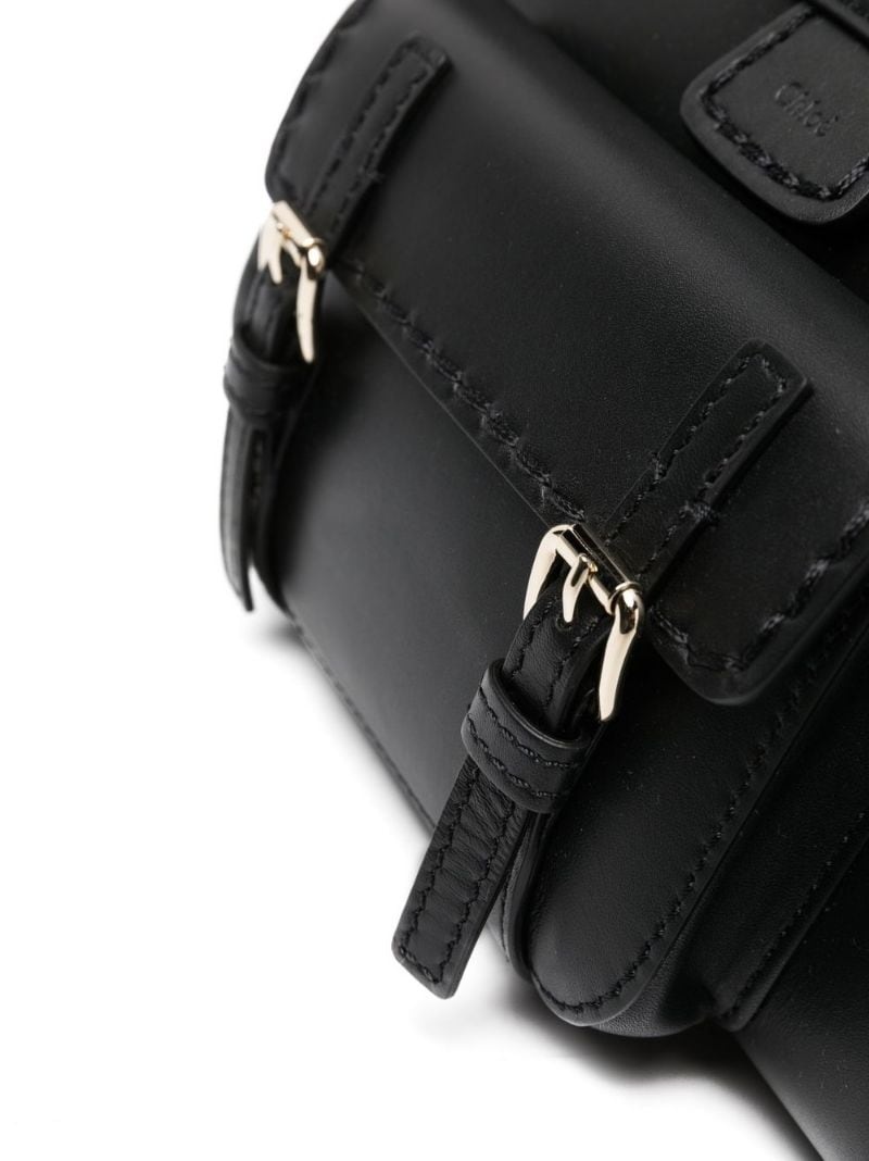 logo-patch leather shoulder bag - 4