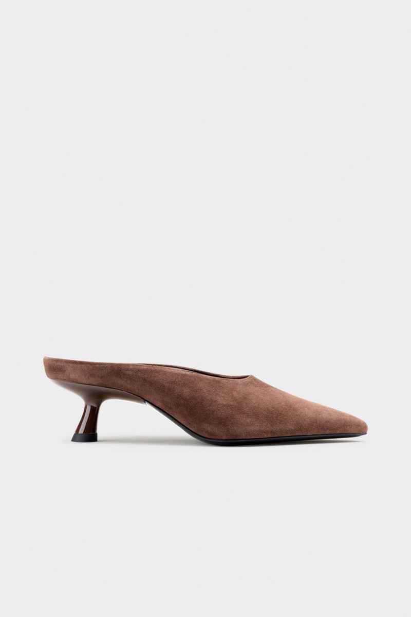 Suede Pointed Gala Mule In Chocolate 1