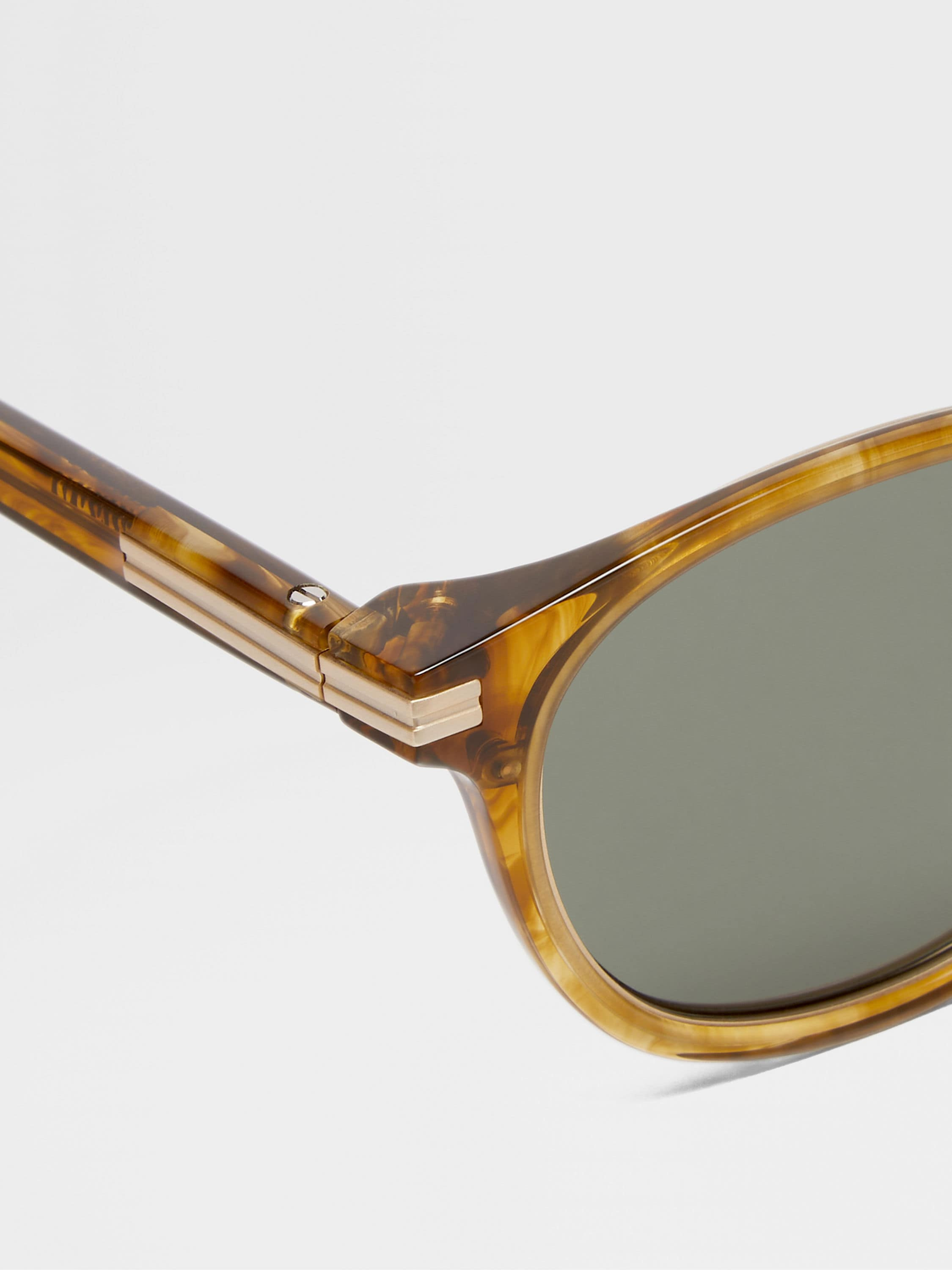 TRANSPARENT LIGHT BROWN ACETATE AND TITANIUM SUNGLASSES - 2