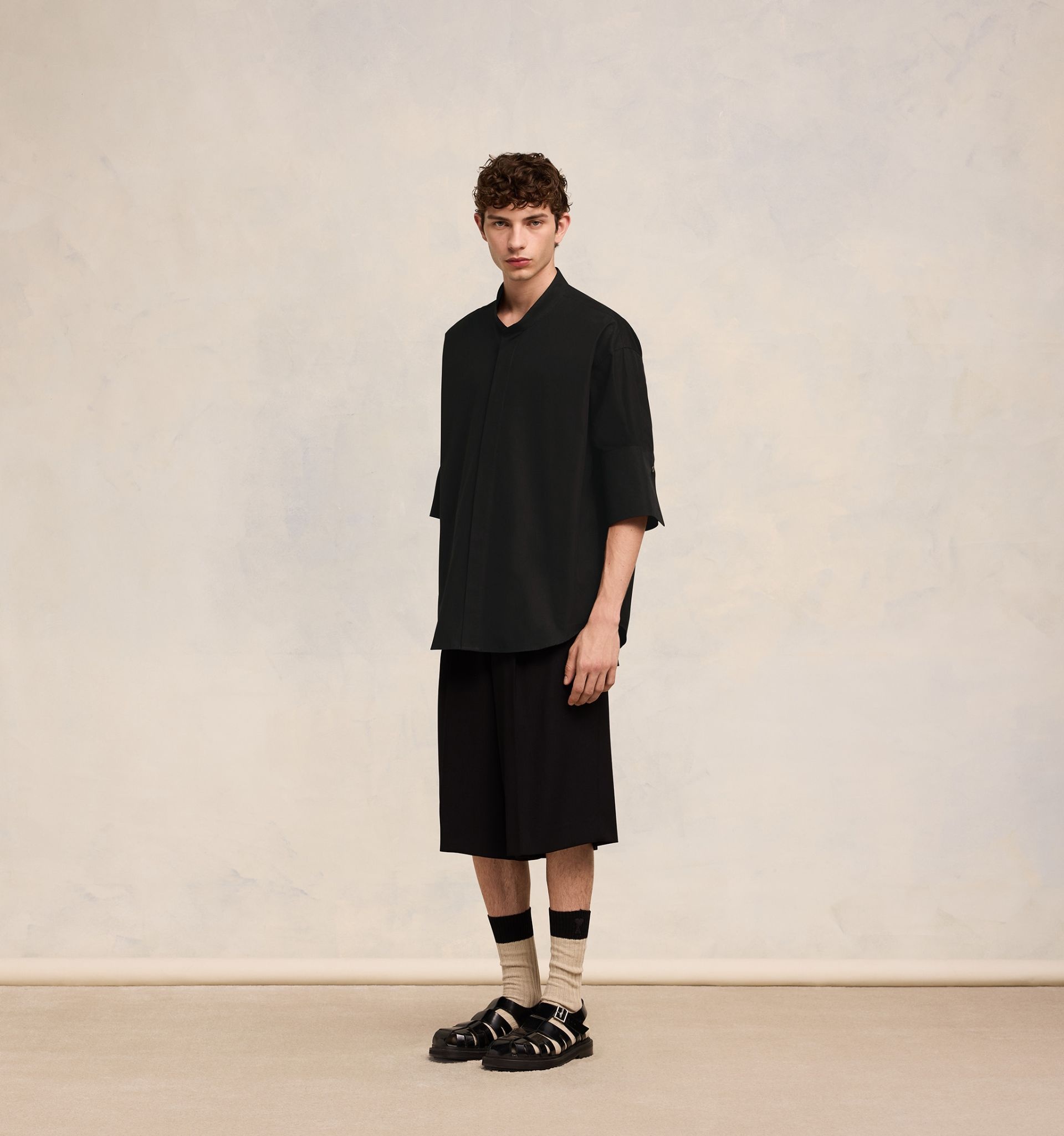 Oversize Shirt With Mao Collar - 4