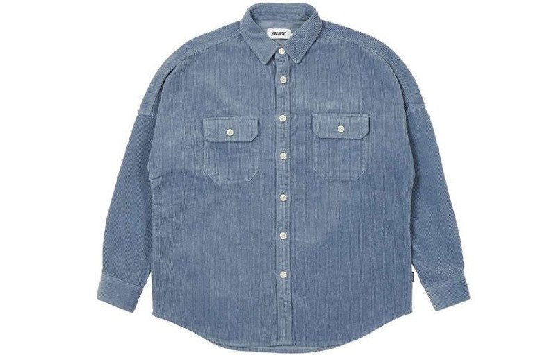 Palace Washed Drop Shoulder Cord Shirt FW21 'Blue' P21SHT031 - 1