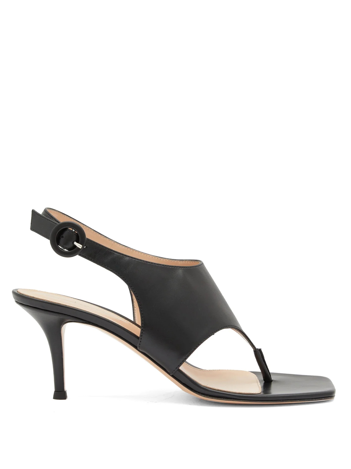 Slingback 70 square-toe leather sandals - 1