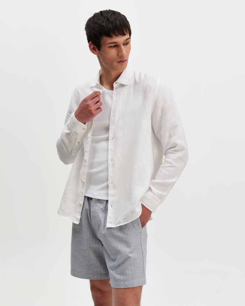 Wax London Dartford - White Washed Linen Shirt outlook