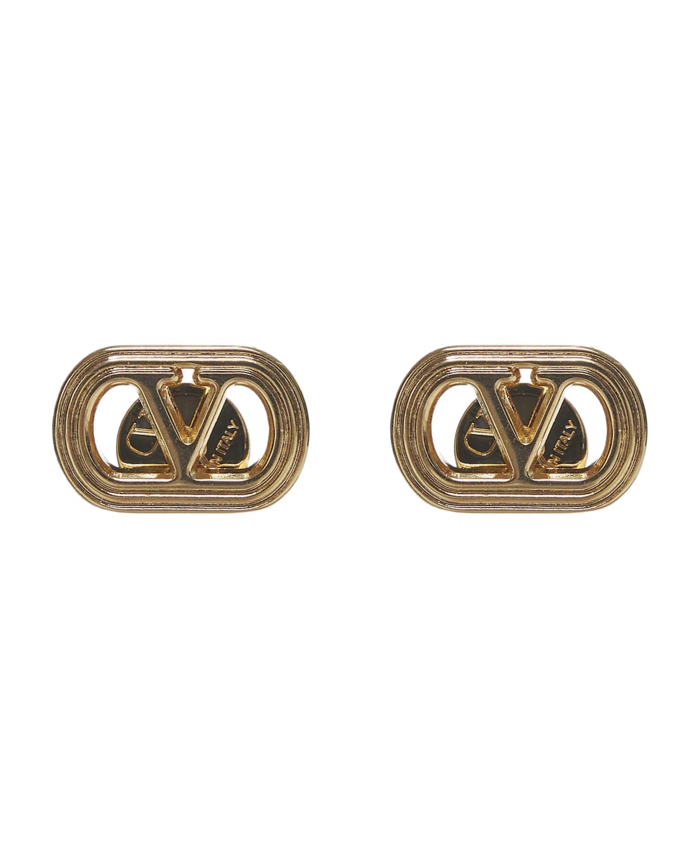 Gold Metal Ovalette Earrings - 1