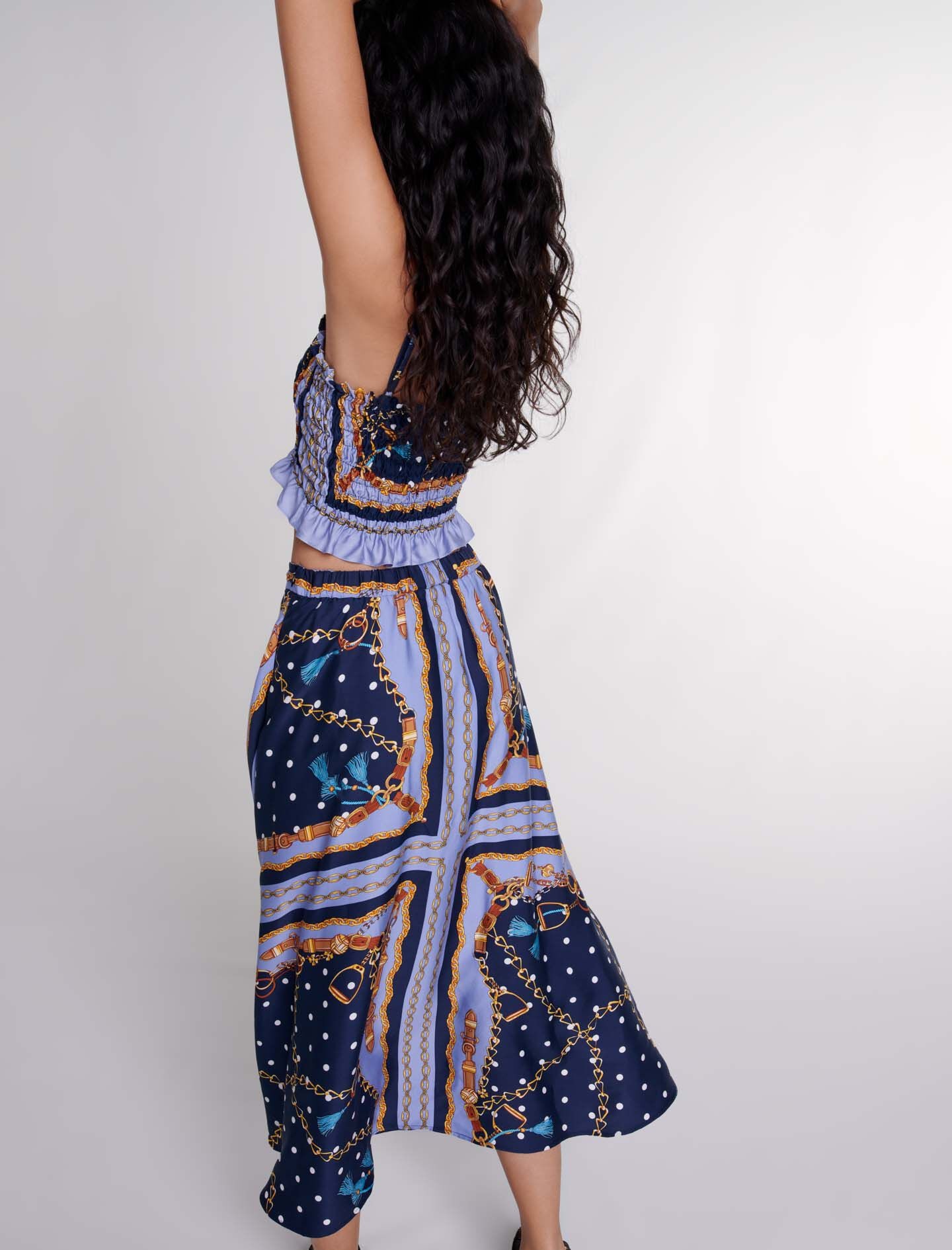 Satin-effect patterned short skirt - 8