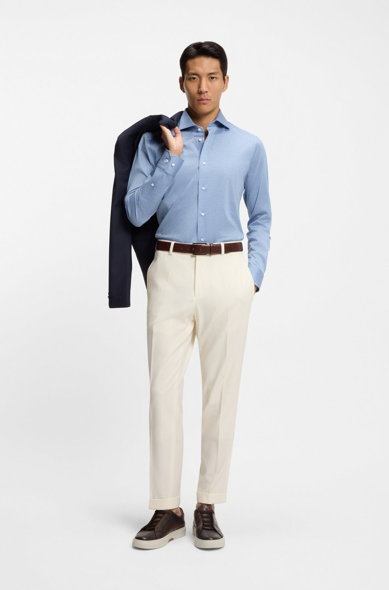 BOSS TAPERED-FIT TROUSERS IN VIRGIN WOOL AND COTTON outlook