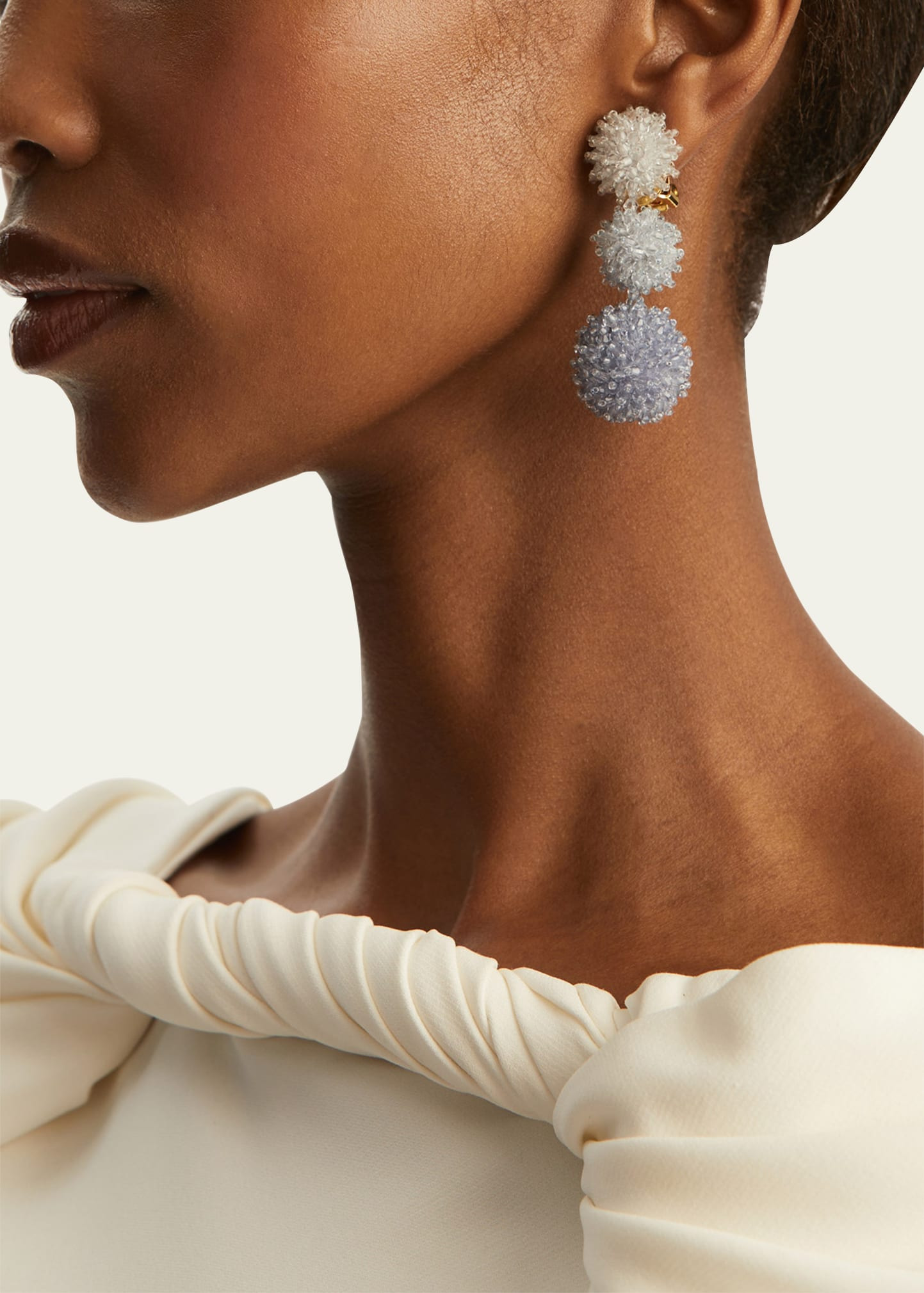 Triple Drop Pom-Pom Earrings - 2