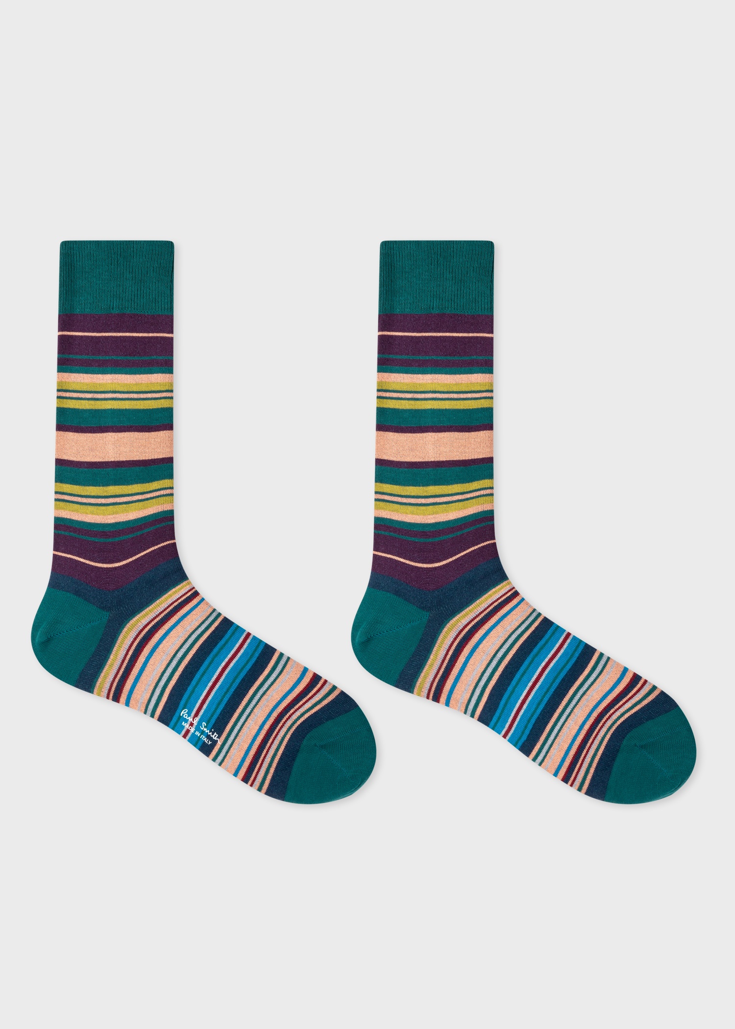 Dark Green Mixed Stripe Socks - 2