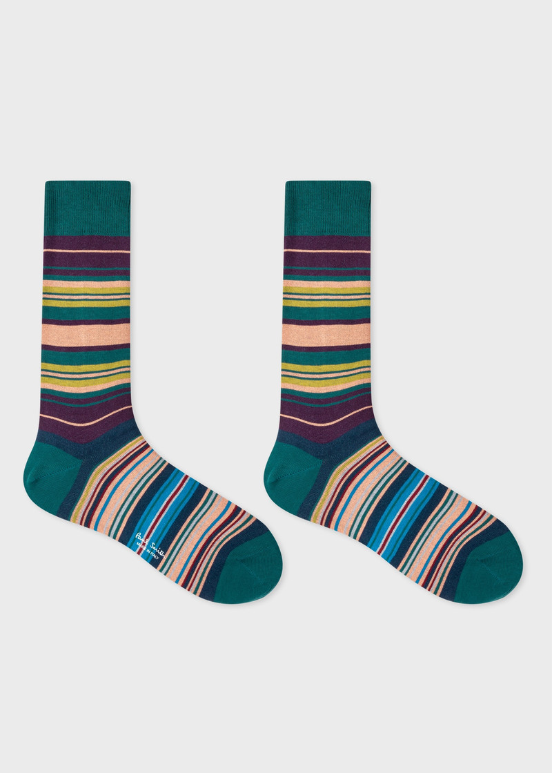 Paul Smith Dark Green Mixed Stripe Socks outlook