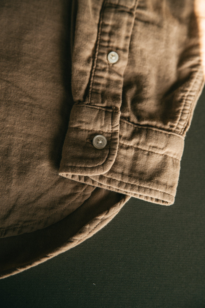 HIROSHI KATO The Ripper Double Gauze Organic Cotton Shirt - Sand outlook