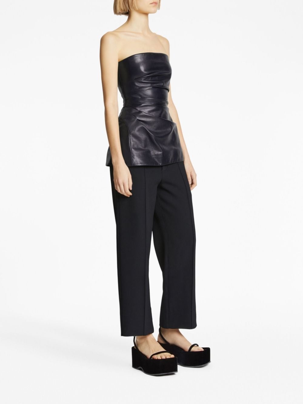 faux-leather strapless top - 3