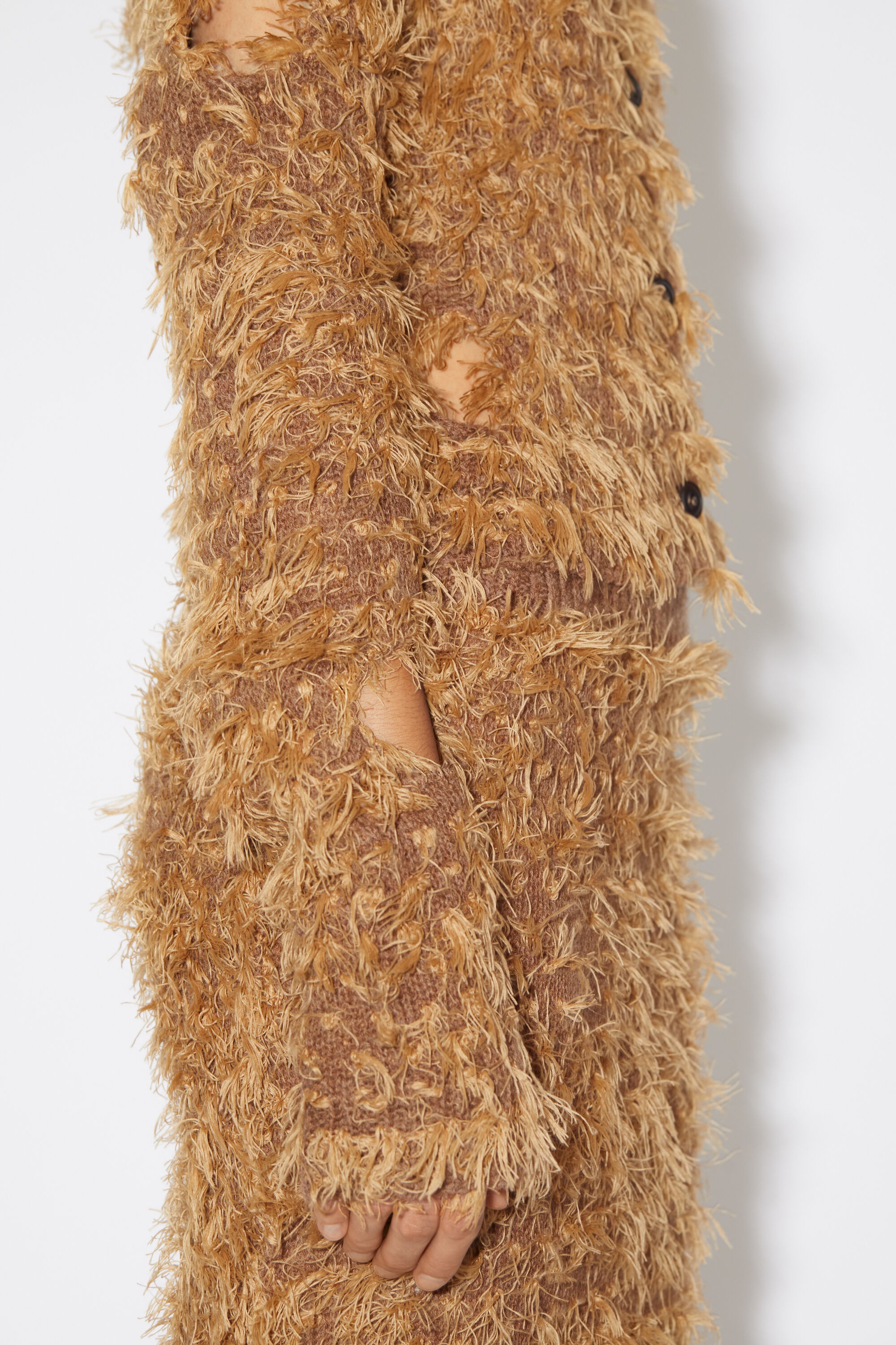 Hairy wool cardigan - Camel brown - 4