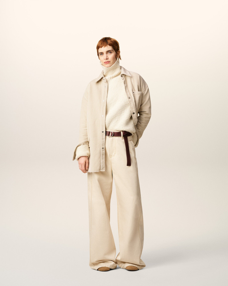 AMI Paris WHITE COTTON CORDUROY SIDE SLIT OVERSHIRT outlook