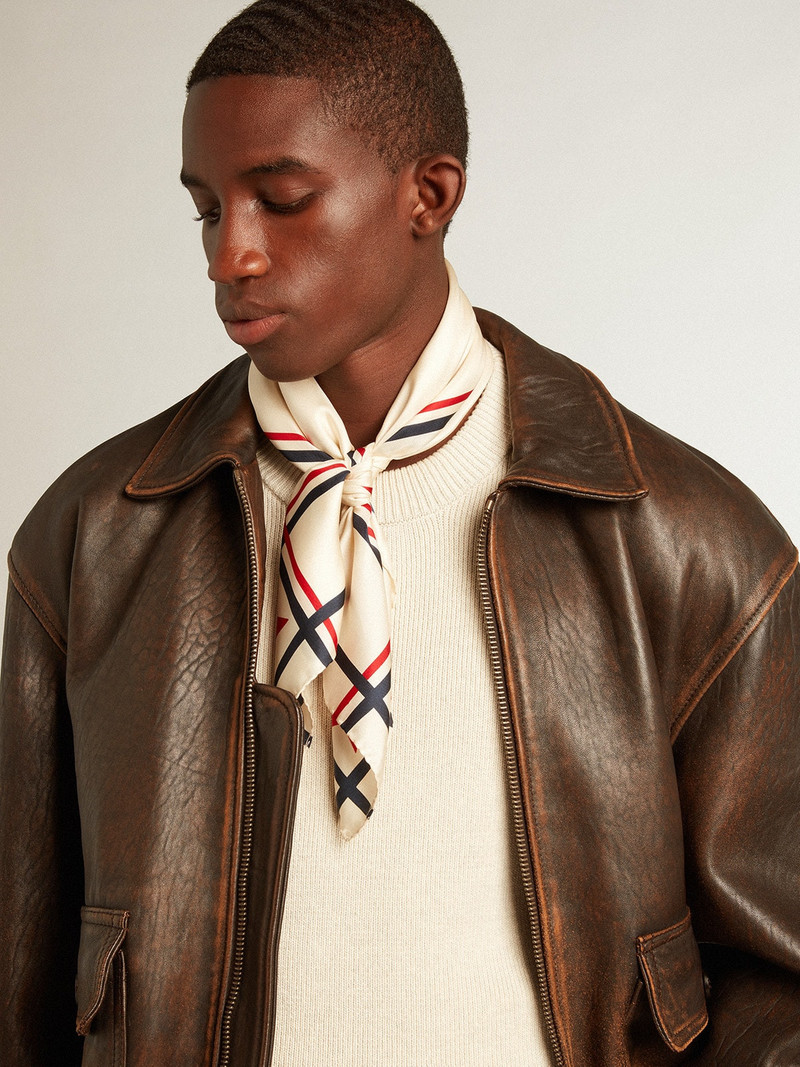 Golden Goose Men’s round-neck sweater in panama-colored cotton with logo on the back outlook