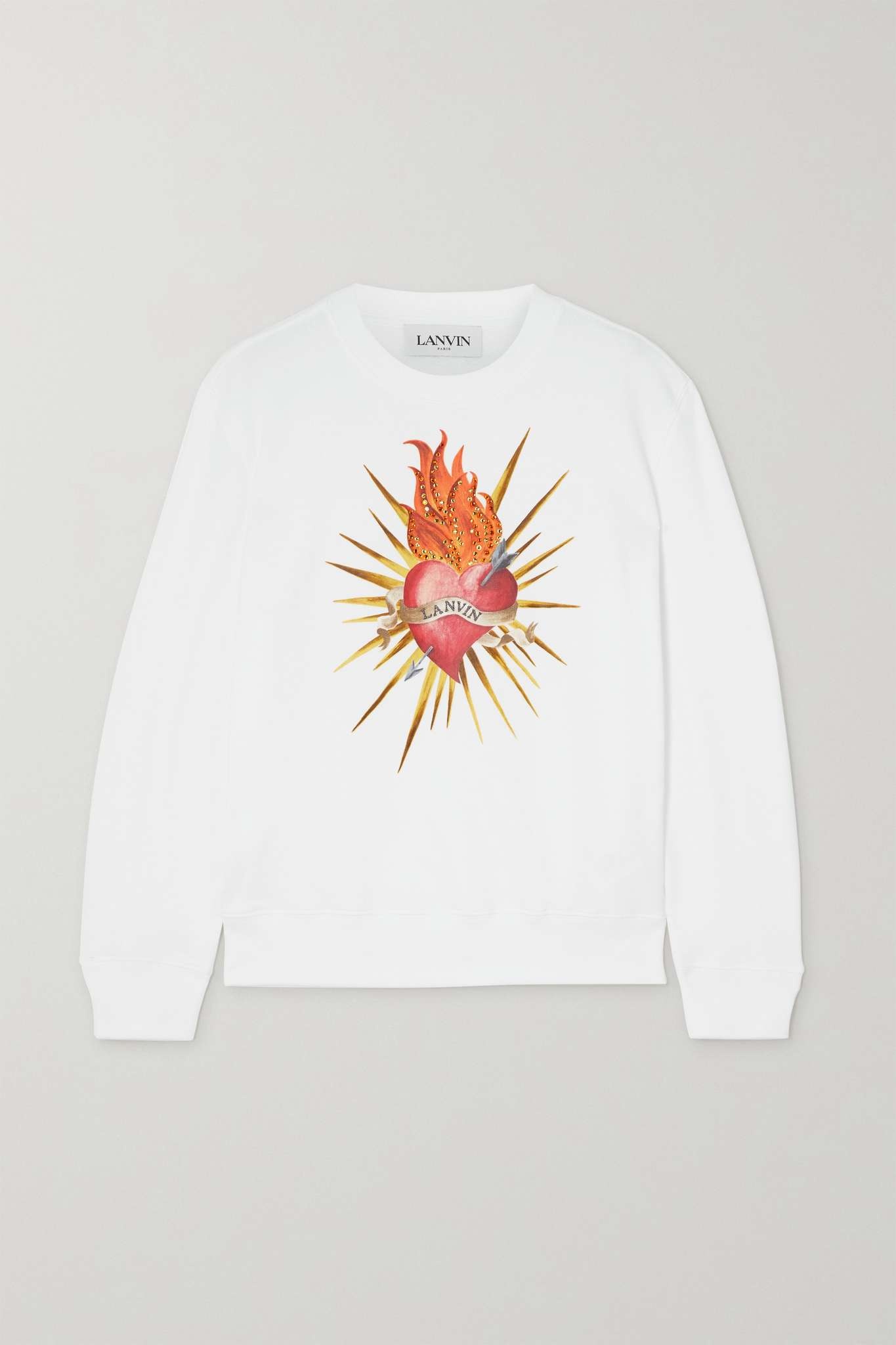 Crystal-embellished embroidered printed cotton-jersey sweatshirt - 1