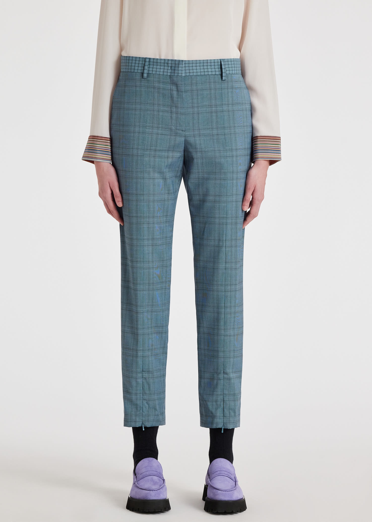 Stretch-Wool Check Pants - 5