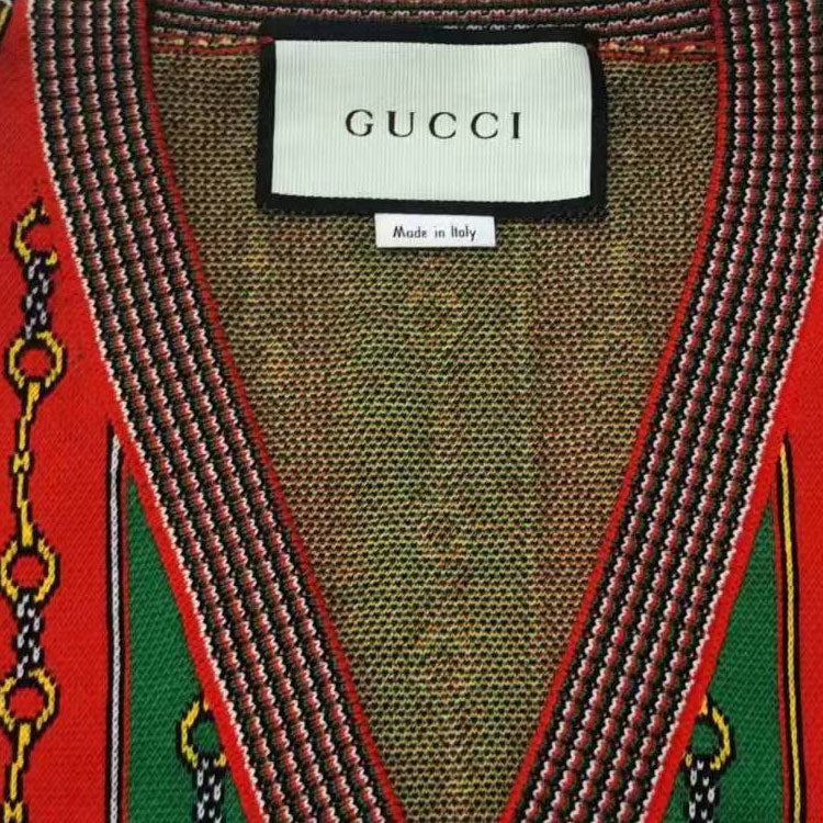 Gucci Horsebit Chain Print V-Neck Vest 'Red Green' 562950-XKAKW-6527 - 4