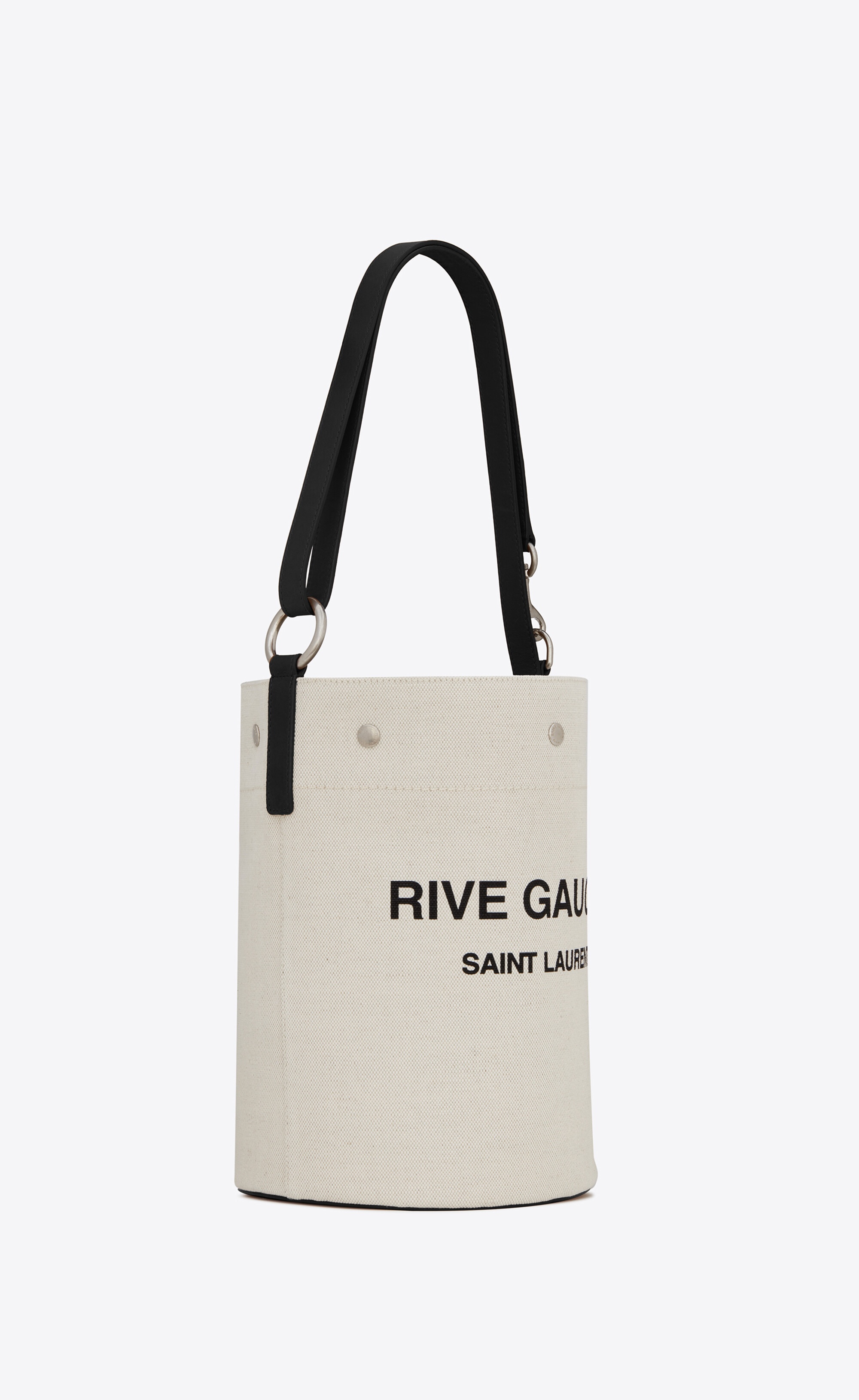 rive gauche bucket bag in linen - 5