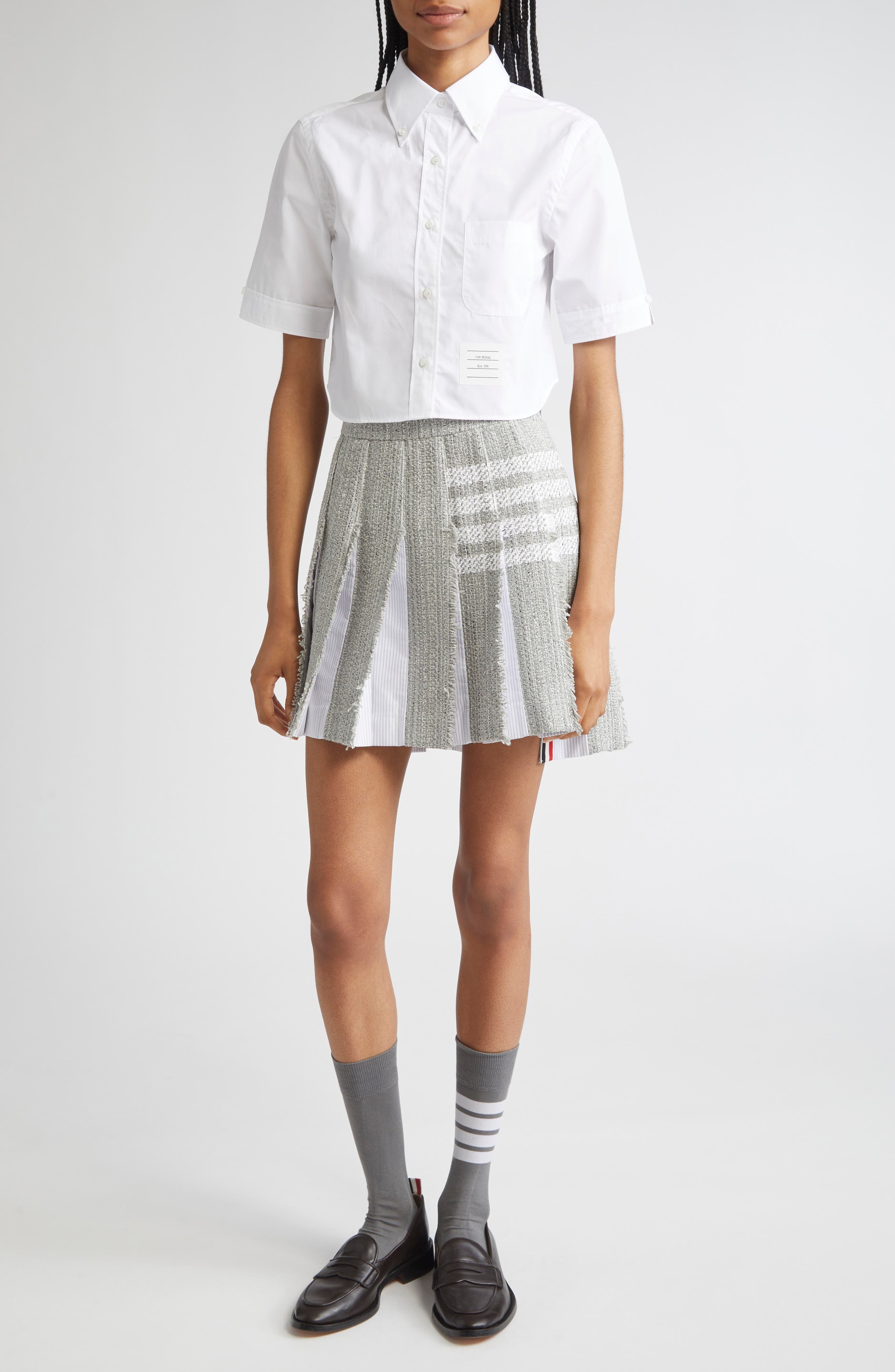Thom Browne Classic Crop Cotton Poplin Button-Down Shirt in White at Nordstrom - 2